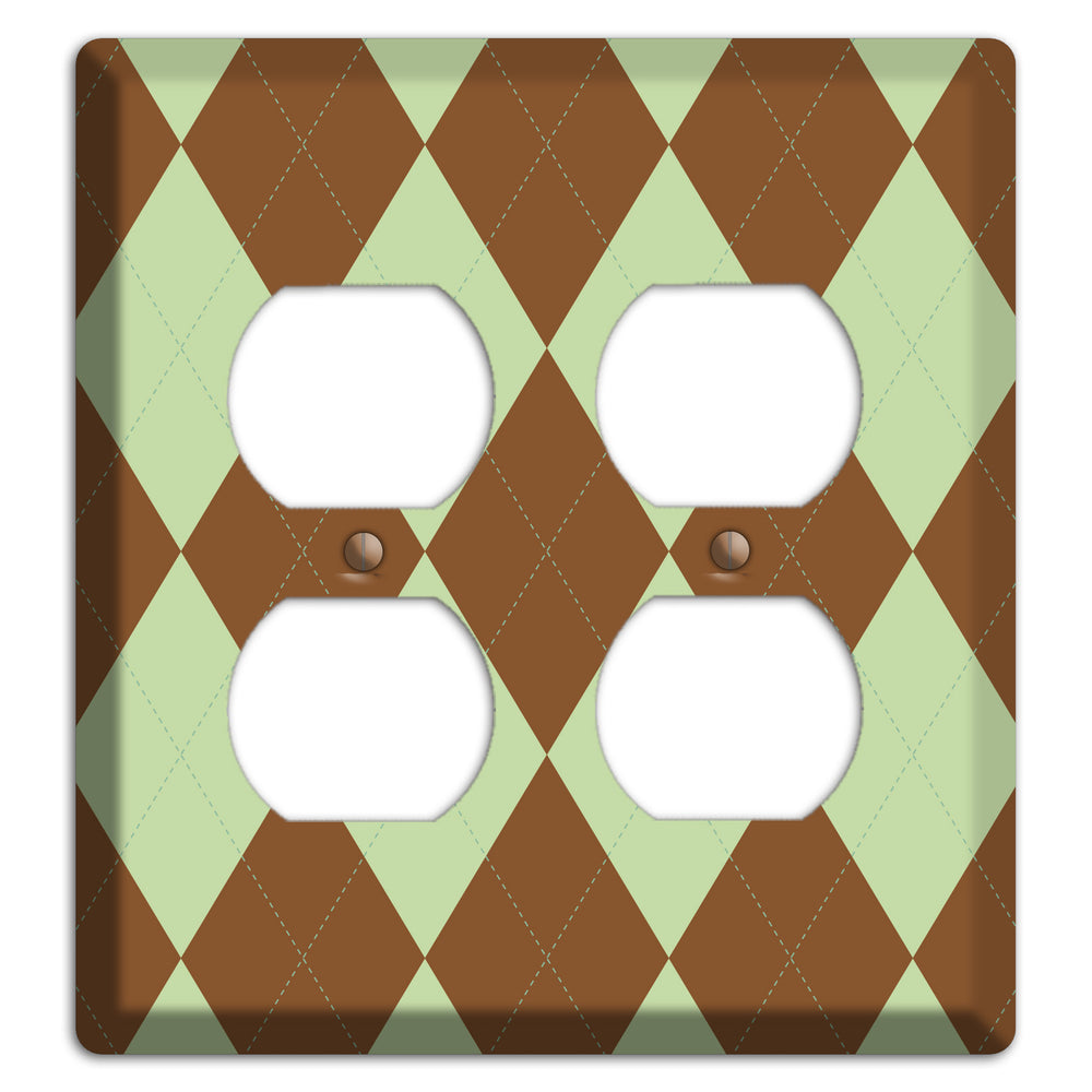 Brown and Green Argyle 2 Duplex Wallplate