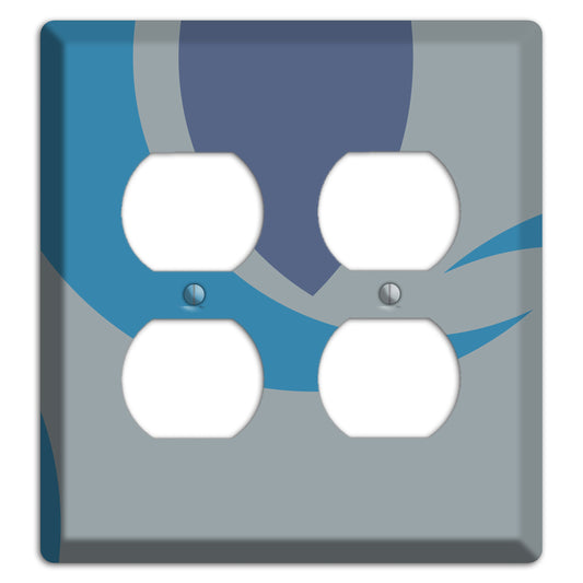 Grey and Blue Abstract 2 Duplex Wallplate