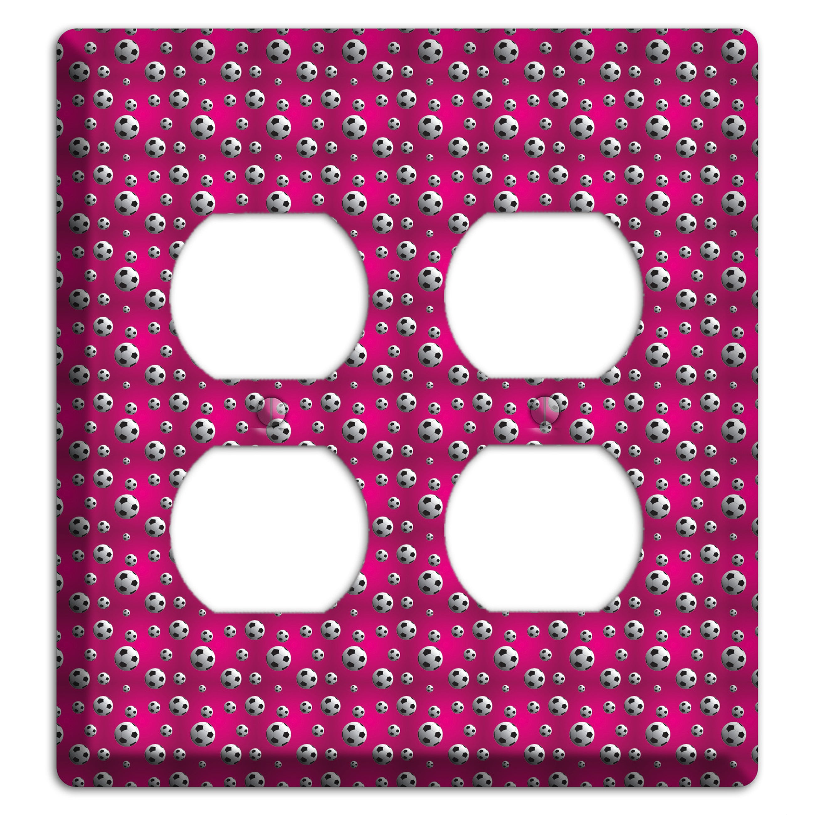 Fuschia with Soccer Balls 2 Duplex Wallplate