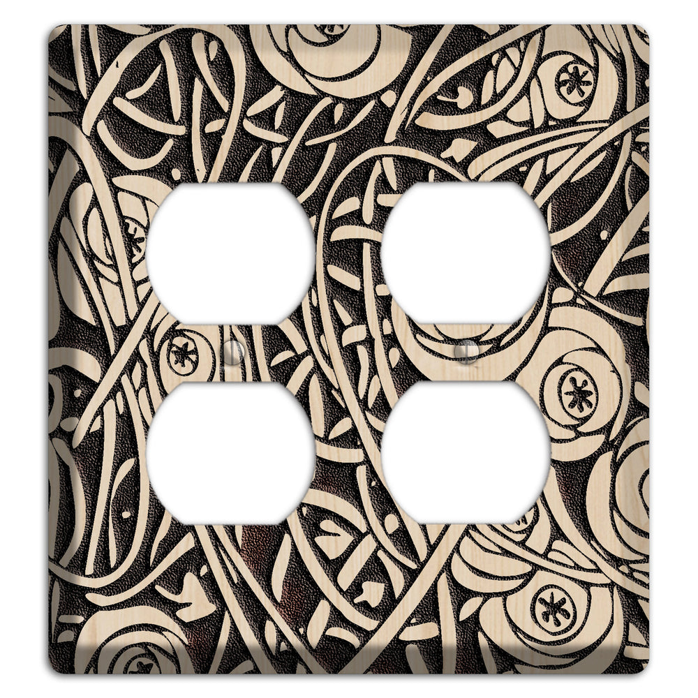 Deco Floral Wood Lasered 2 Duplex Wallplate