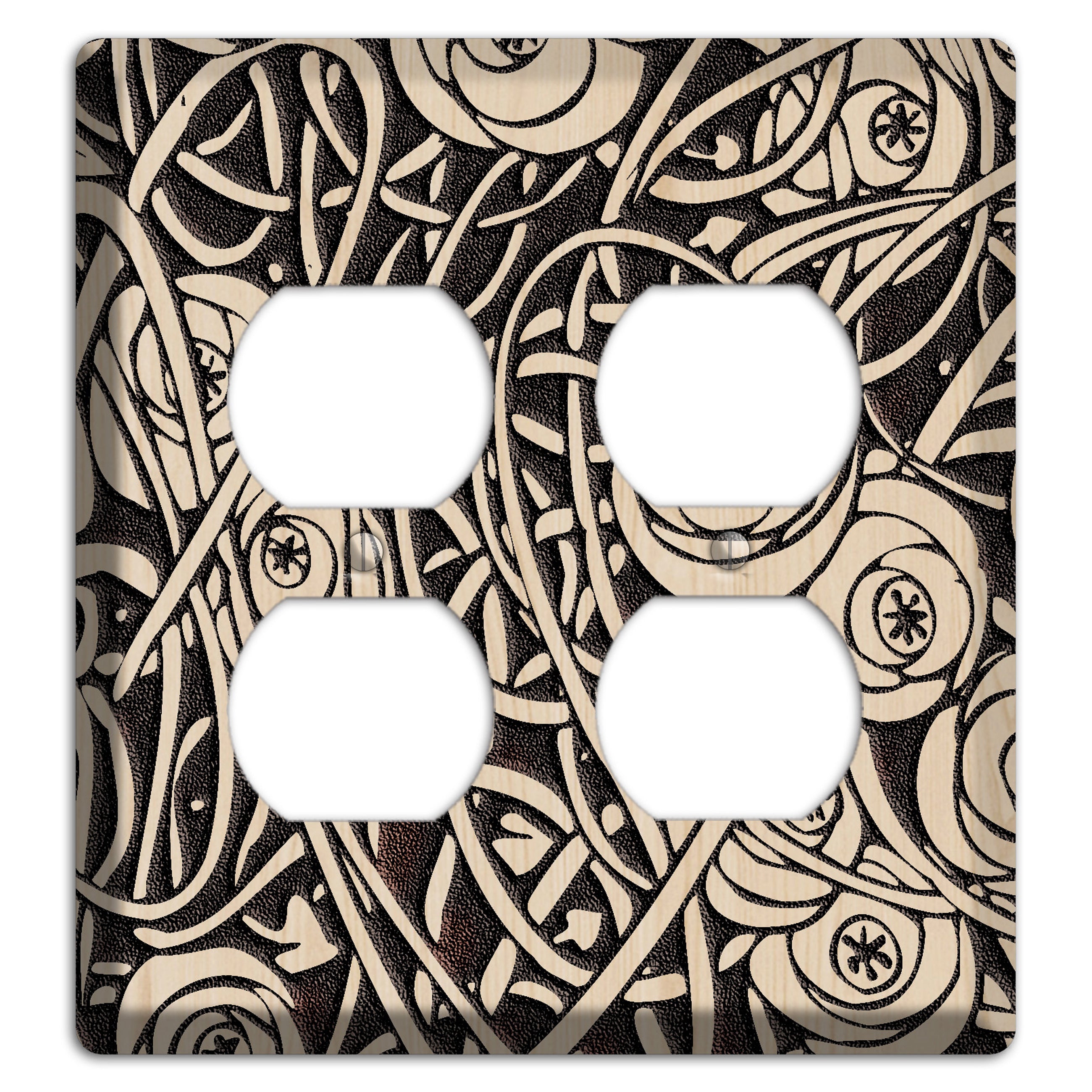 Deco Floral Wood Lasered 2 Duplex Wallplate