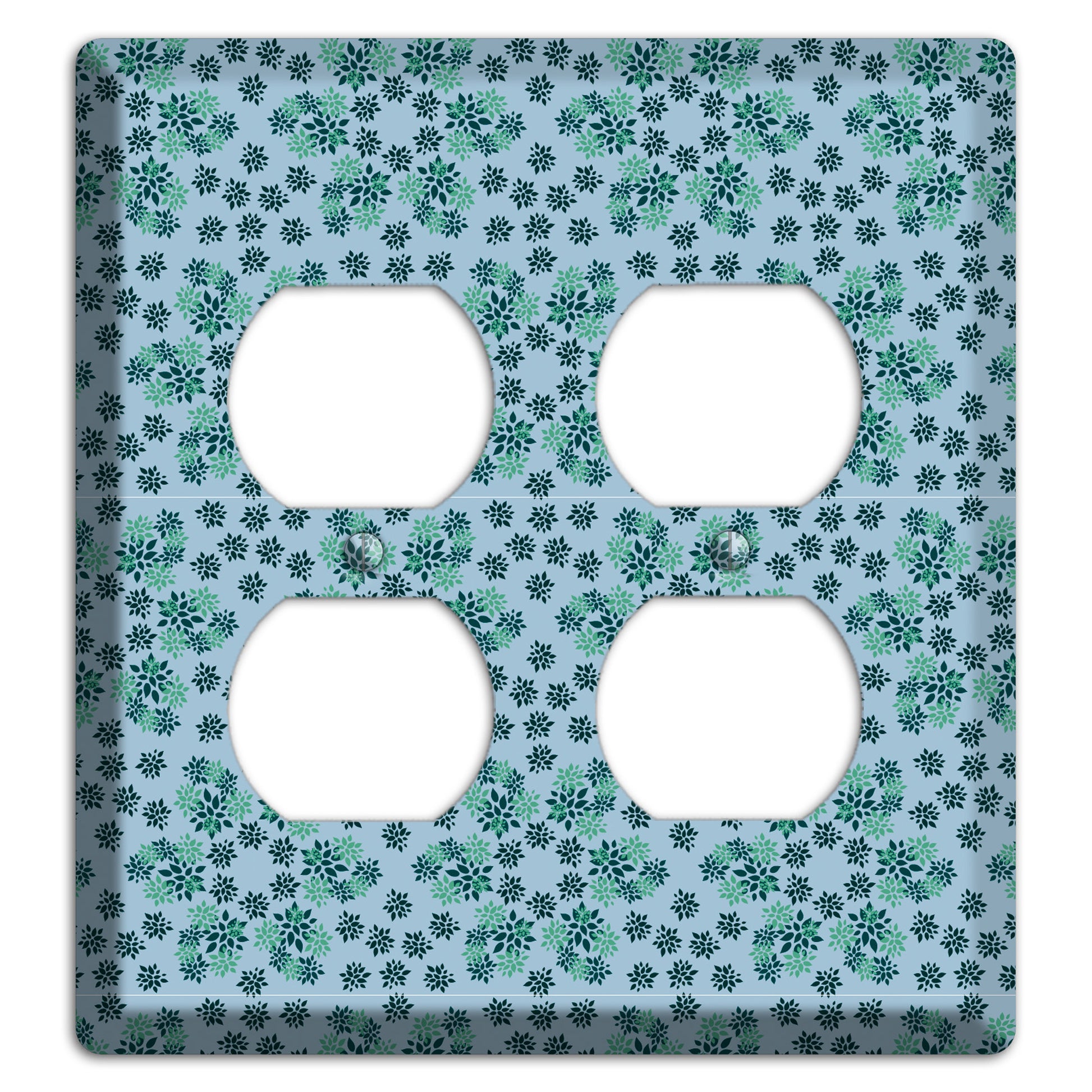 Blue with Multi Green Calico 2 Duplex Wallplate