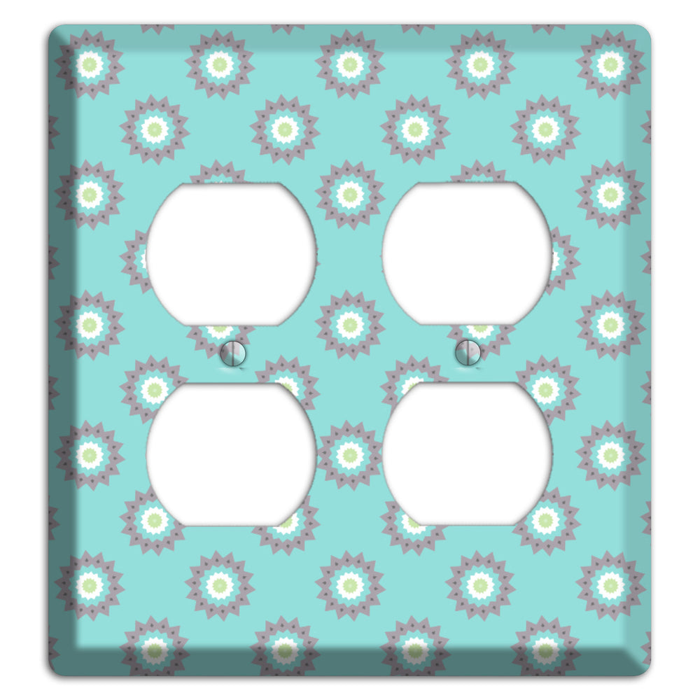 Turquoise with Suzani Dots 2 Duplex Wallplate