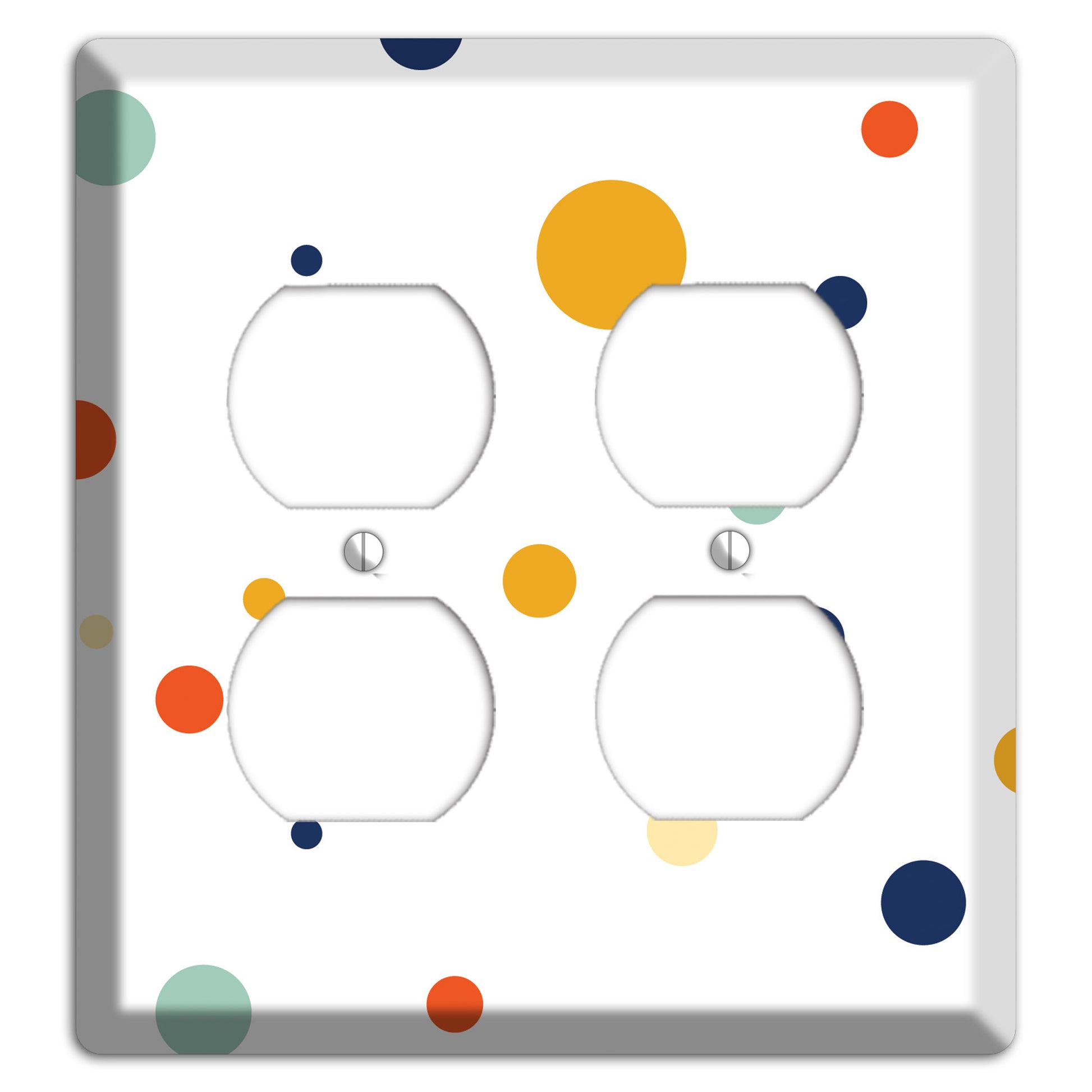 White with Multi Umber and Sage Medium Dots 2 Duplex Wallplate