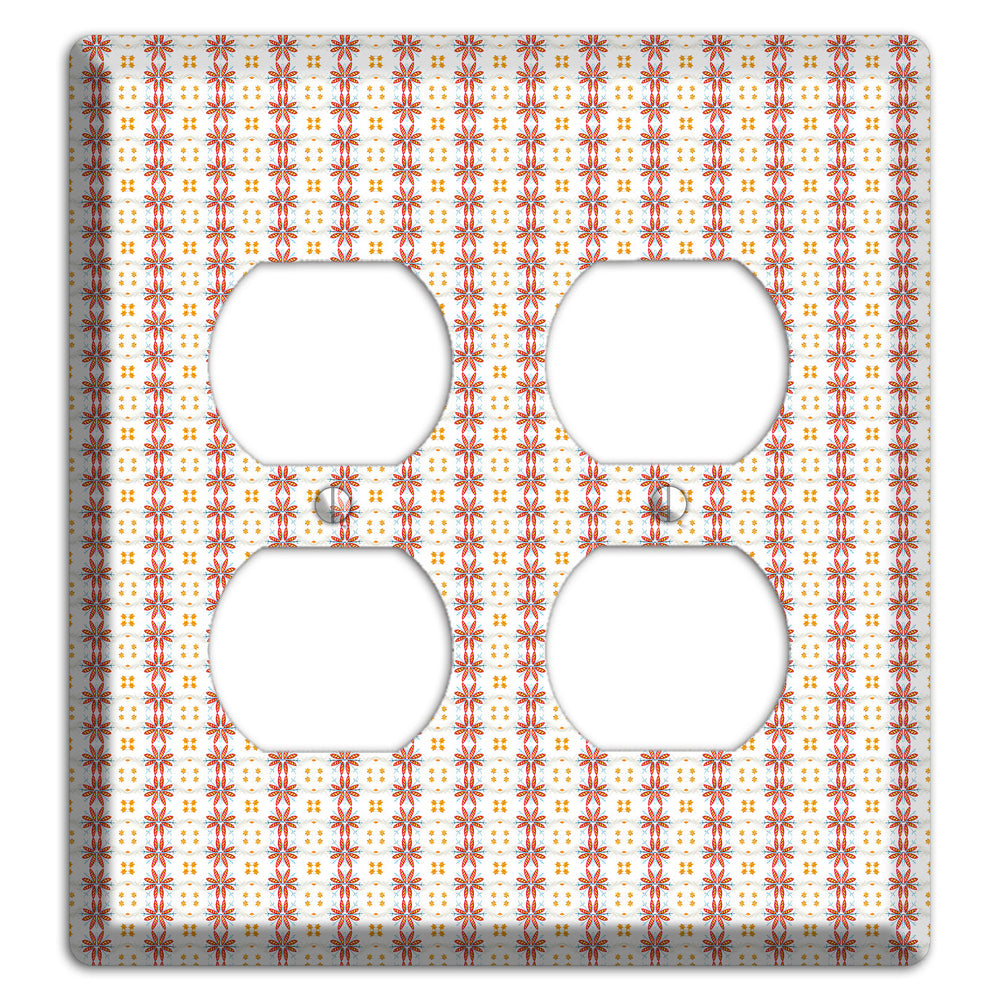 White with Red Smocking 2 Duplex Wallplate