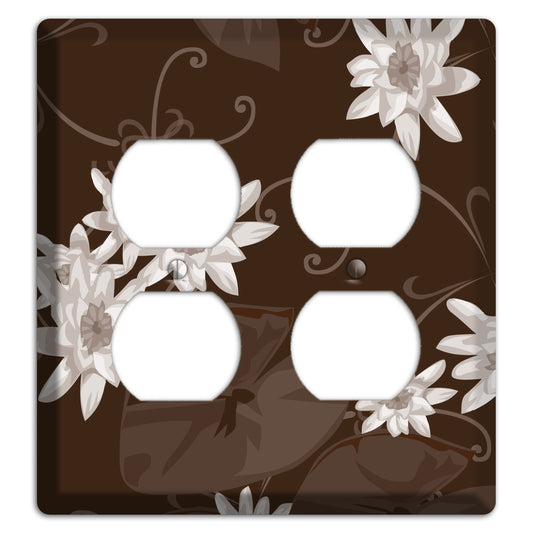 Brown with White Blooms 2 Duplex Wallplate