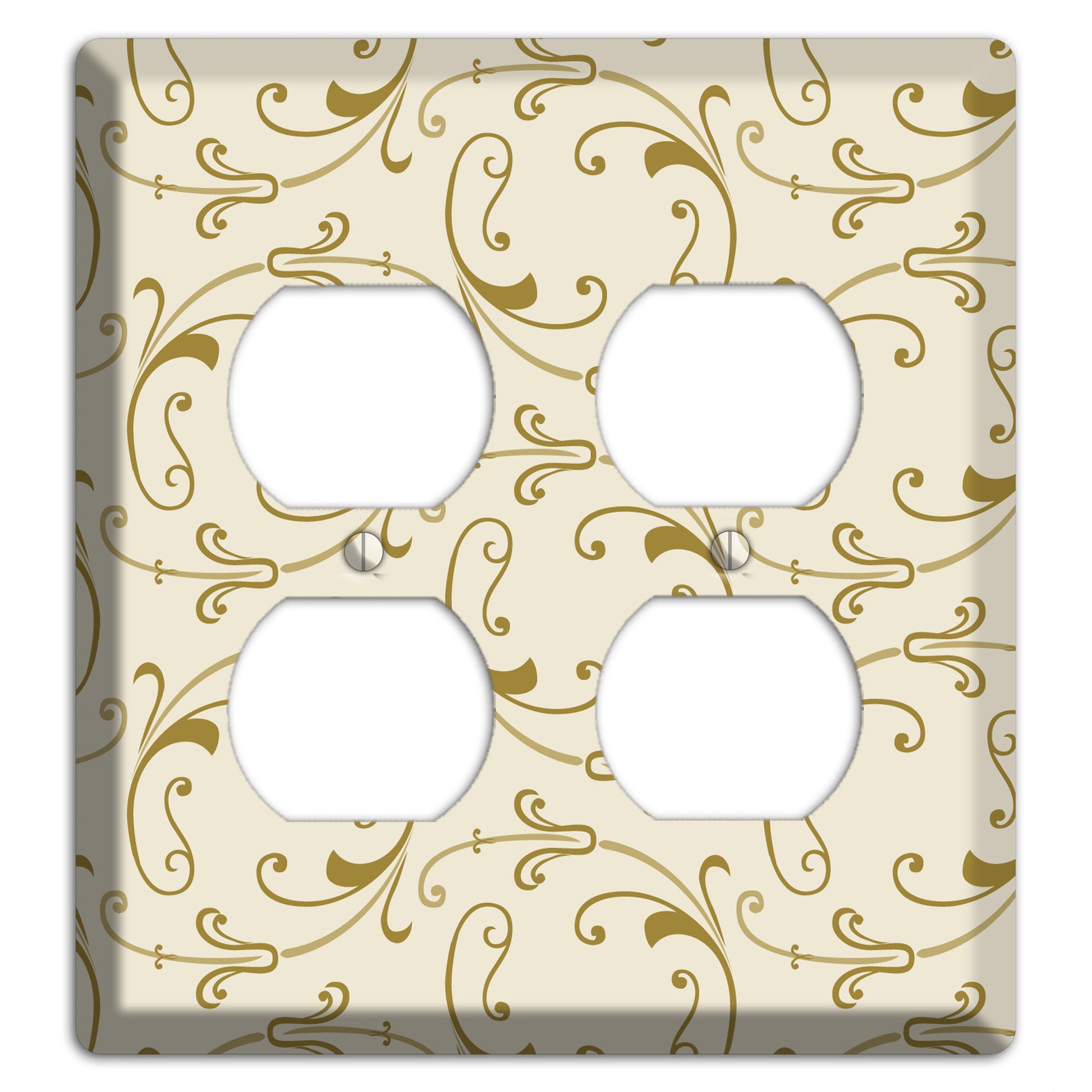 Off White with Gold Victorian Sprig 2 Duplex Wallplate