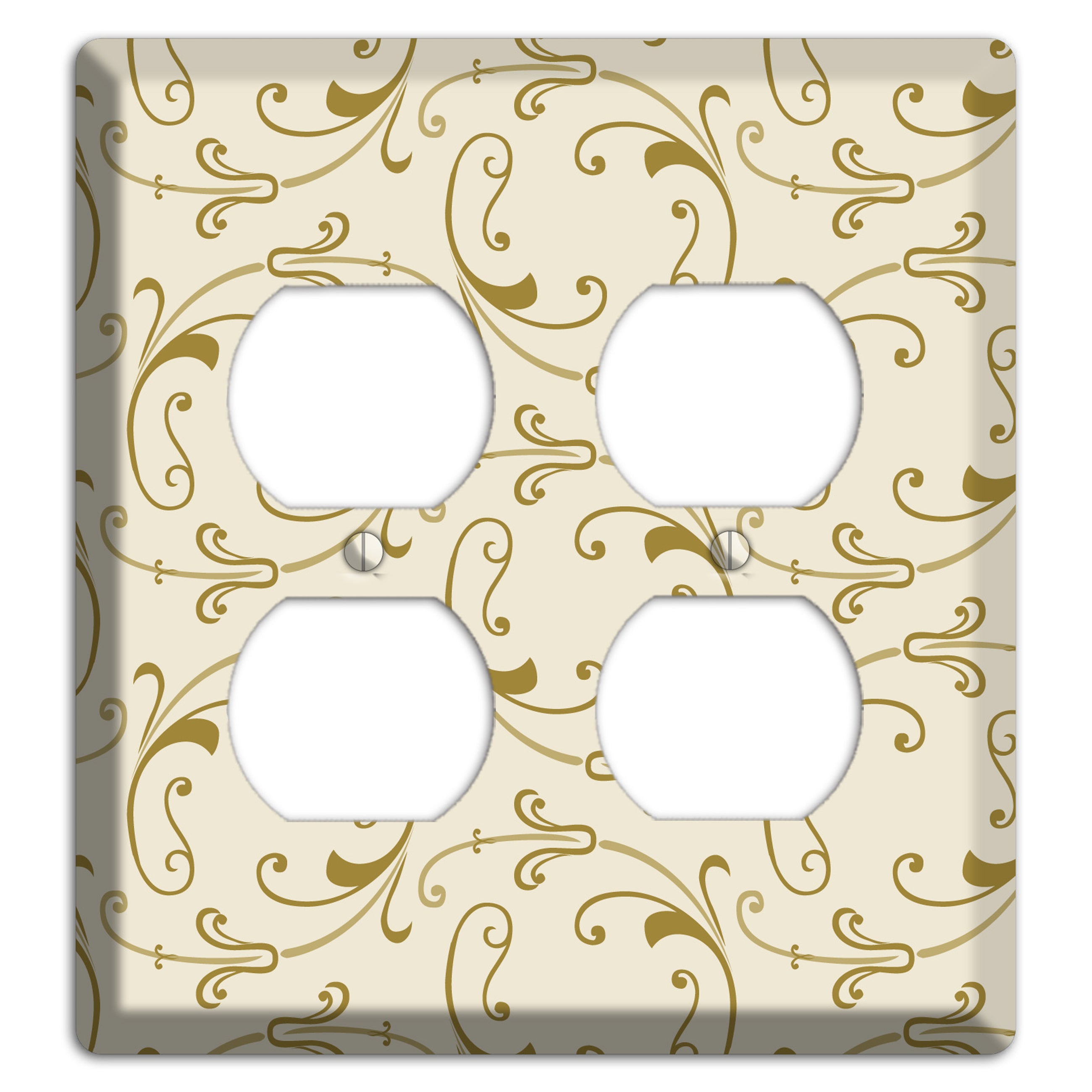 Off White with Gold Victorian Sprig 2 Duplex Wallplate