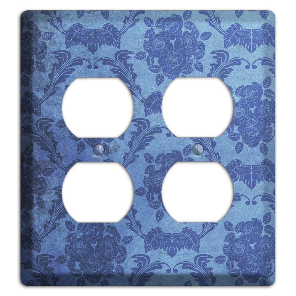 Polo Blue Vintage Rose Damask 2 Duplex Wallplate