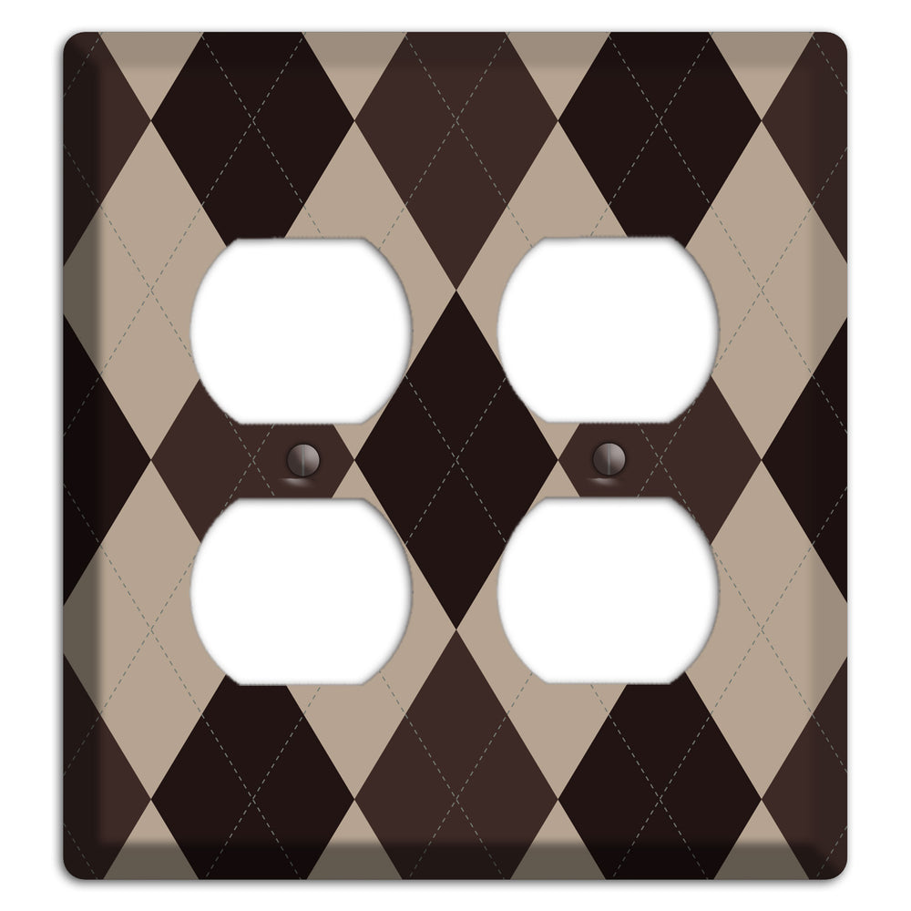 Brown and Beige Argyle 2 Duplex Wallplate