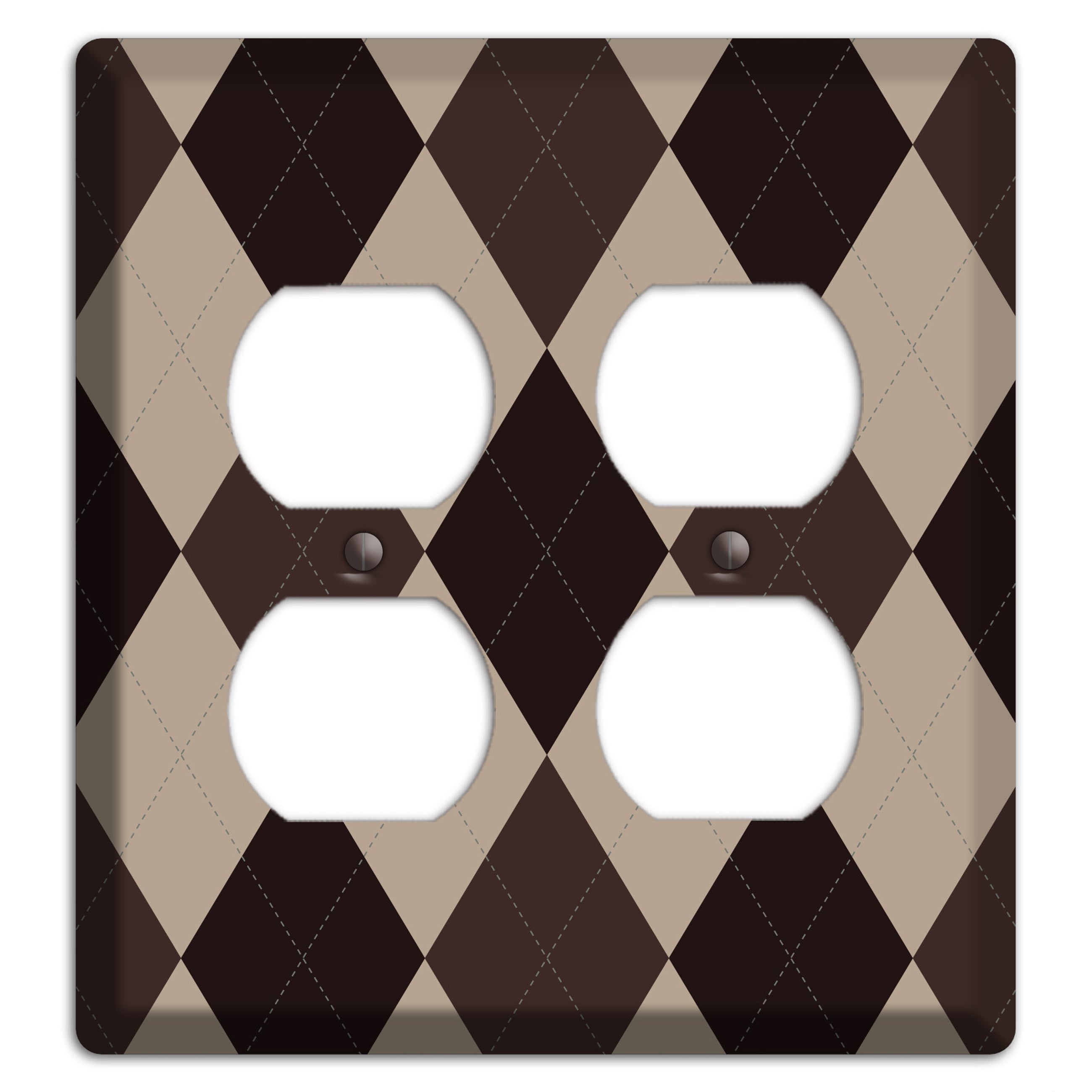 Brown and Beige Argyle 2 Duplex Wallplate