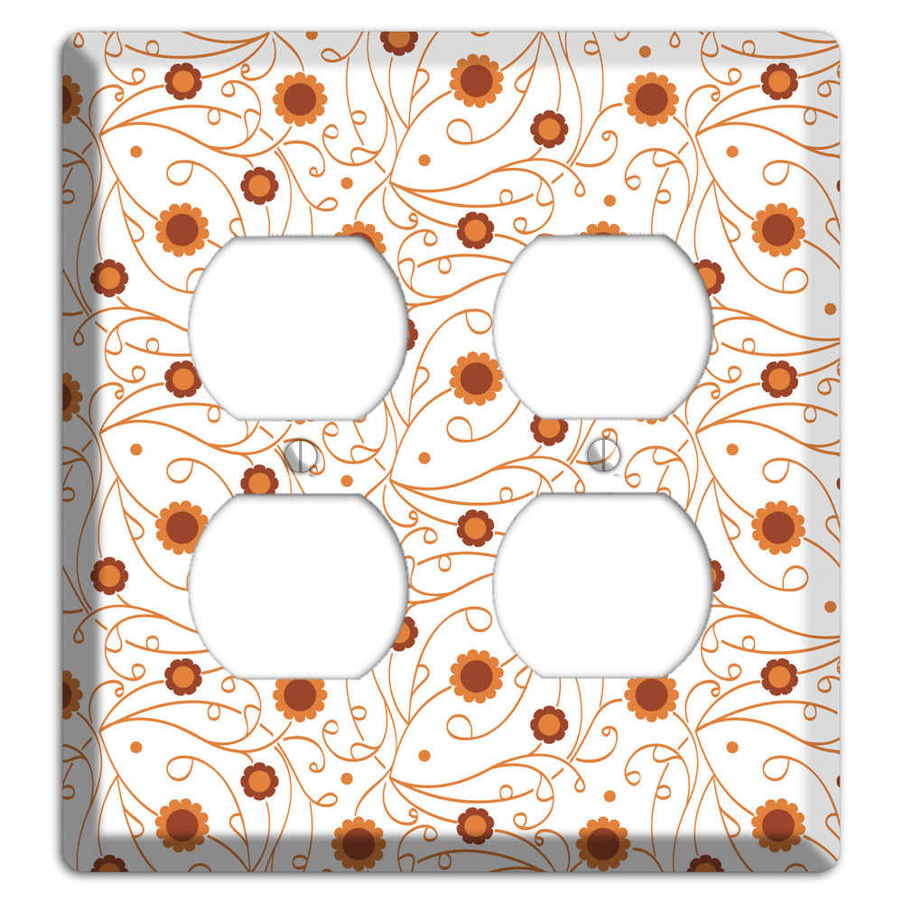 White Vine Floral 2 Duplex Wallplate