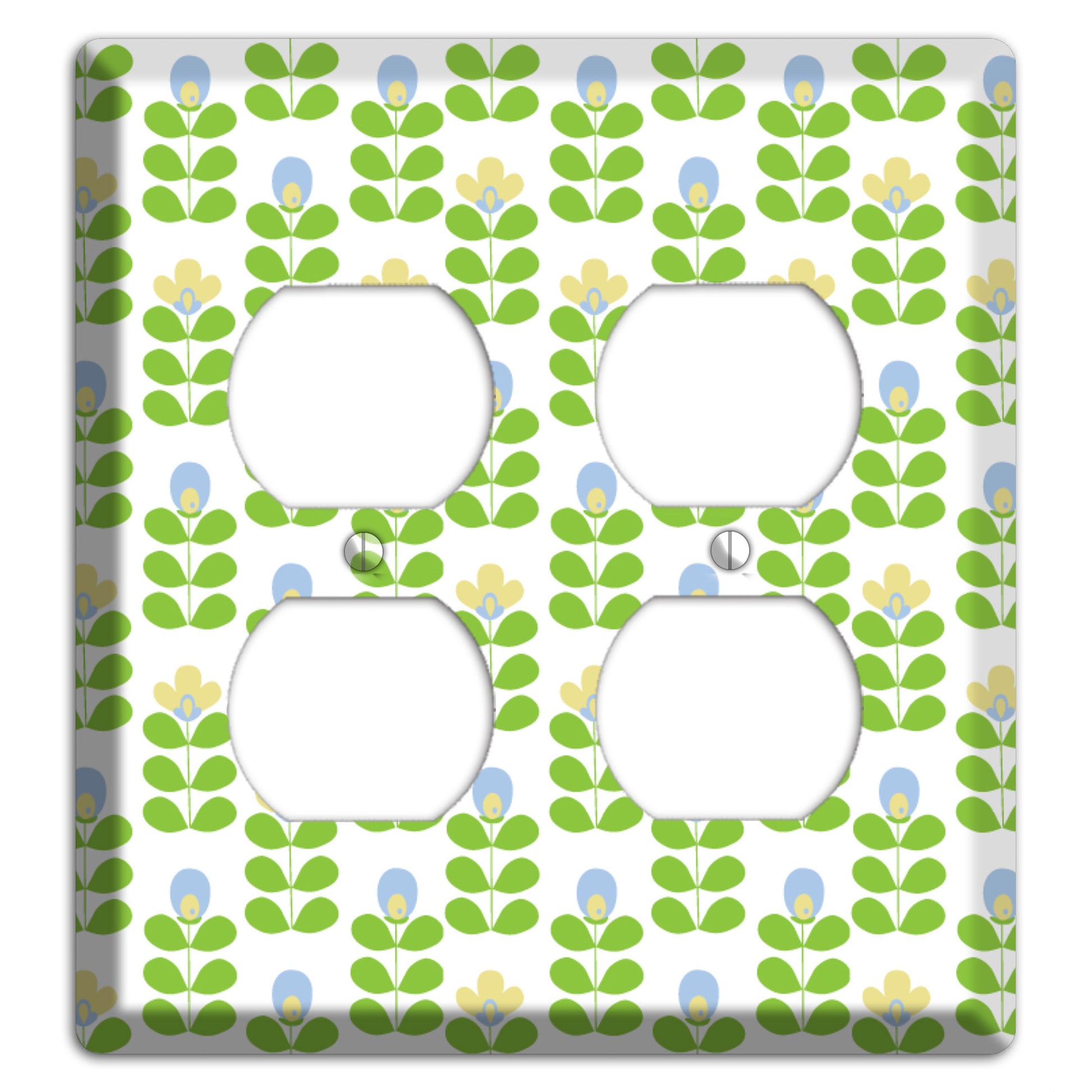 Periwinkle and Beige Deco Floral Half Drop 2 Duplex Wallplate