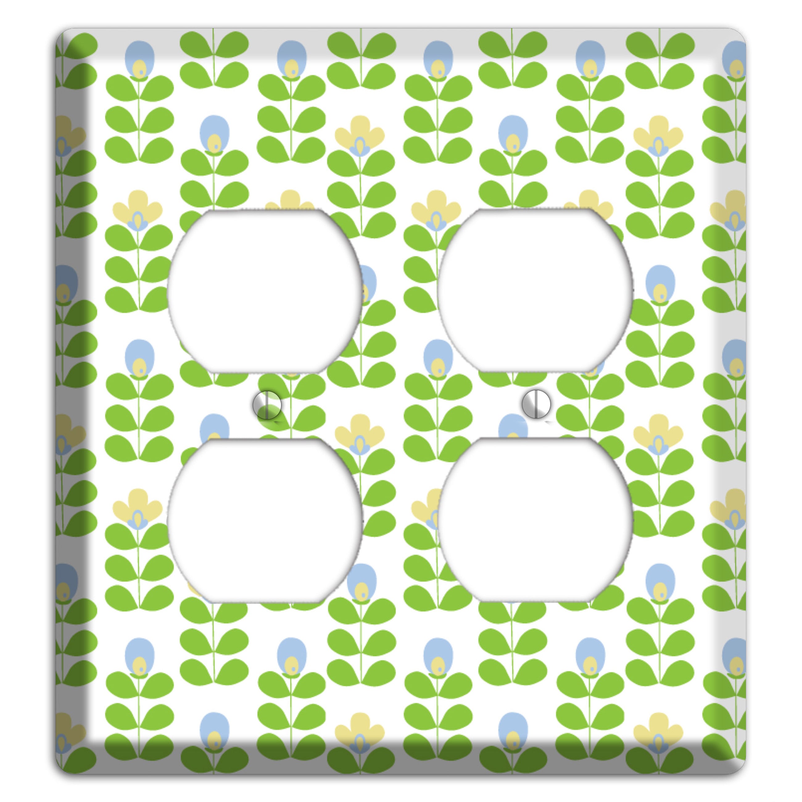 Periwinkle and Beige Deco Floral Half Drop 2 Duplex Wallplate