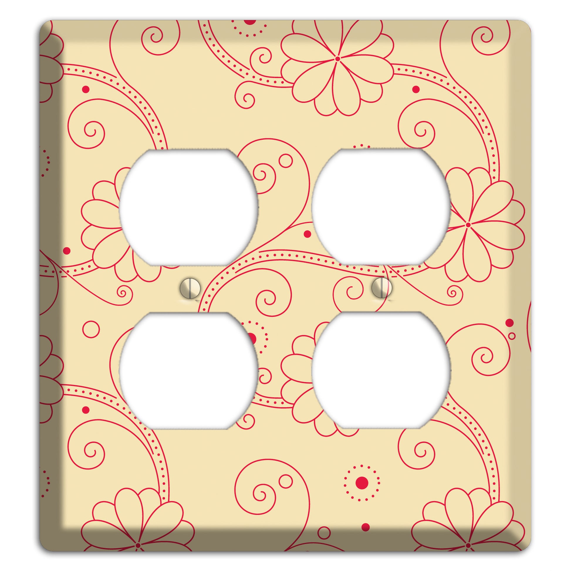 Off White Floral Swirl 2 Duplex Wallplate