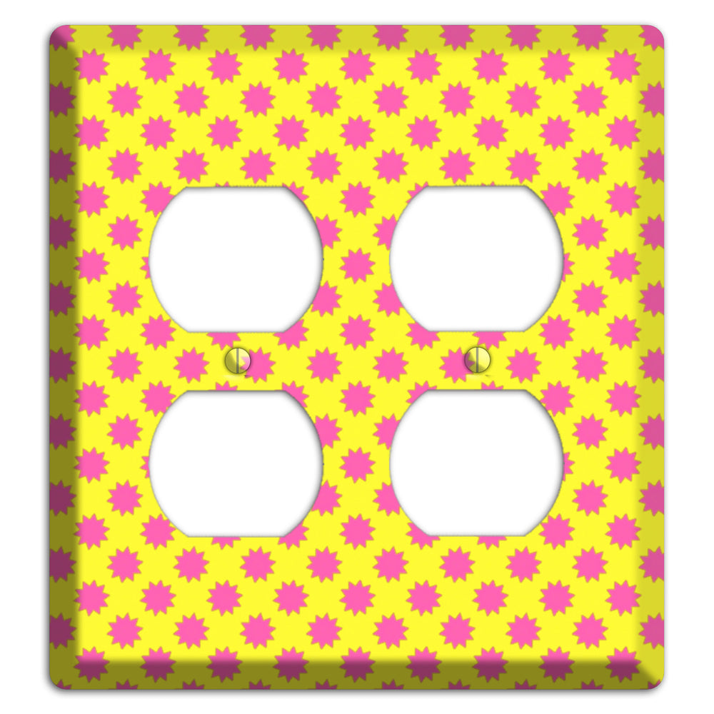 Yellow with Pink Burst 2 Duplex Wallplate