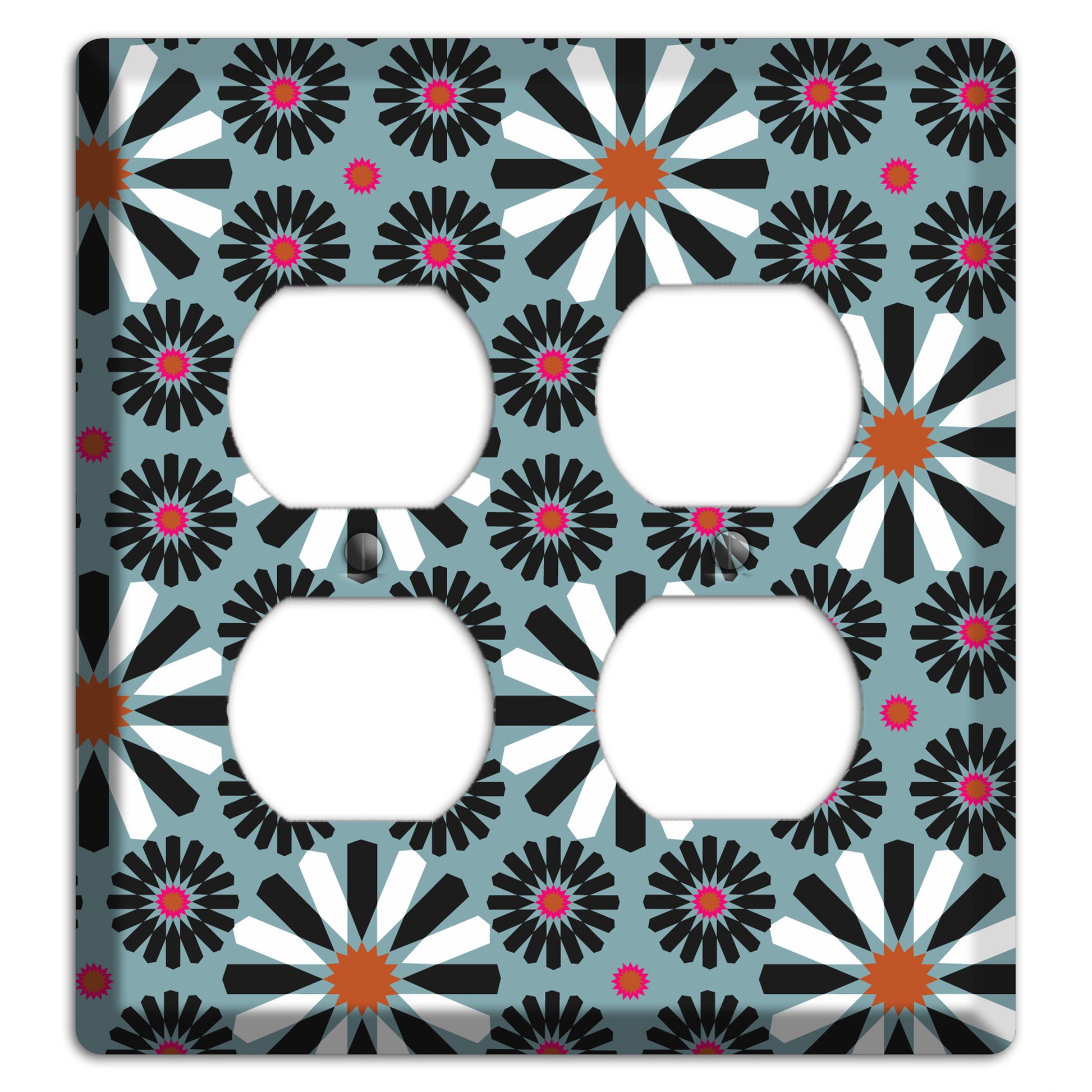Dusty Blue with Scandinavian Floral 2 Duplex Wallplate