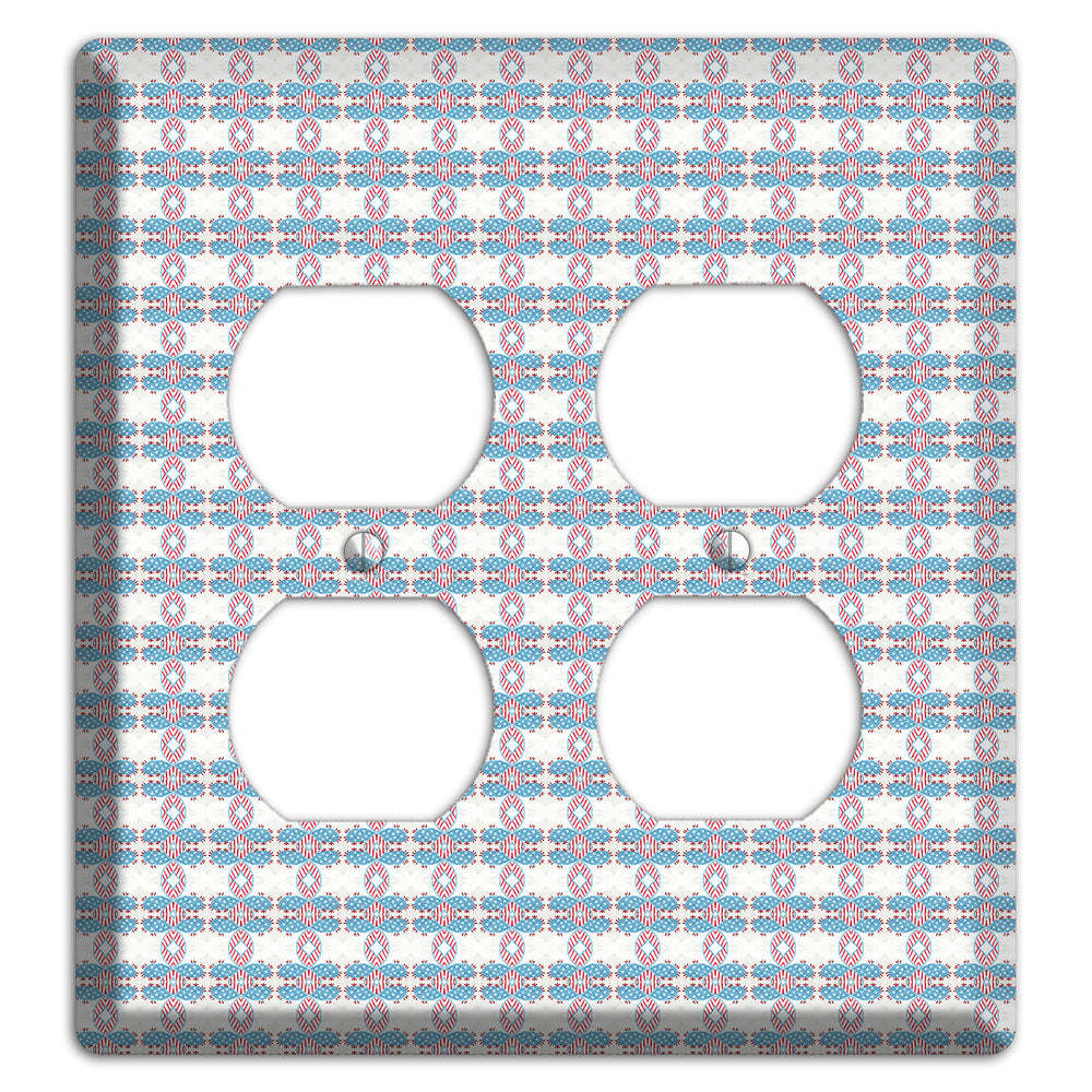 White with Faded Blue and Red Tapestry 2 Duplex Wallplate