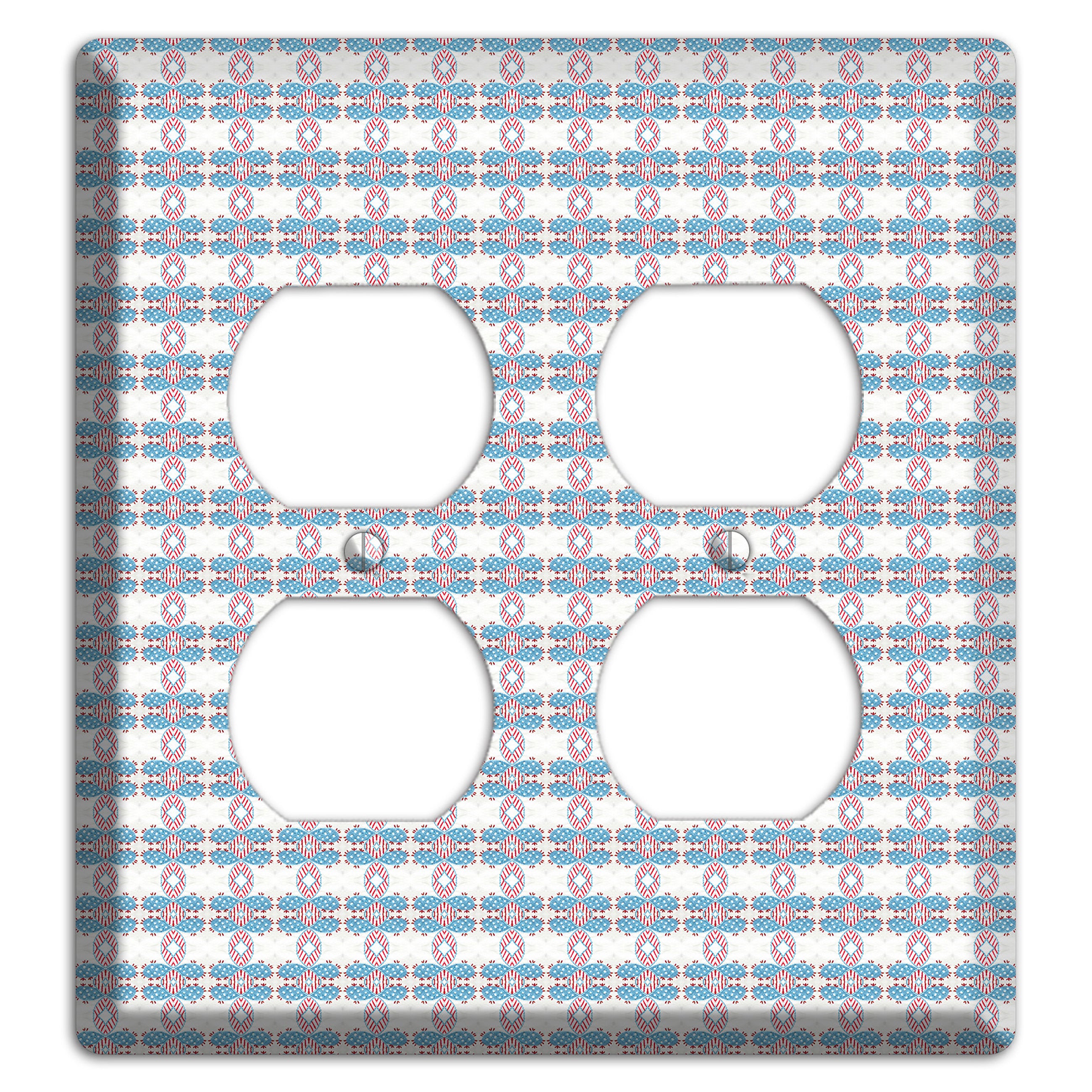 White with Faded Blue and Red Tapestry 2 Duplex Wallplate