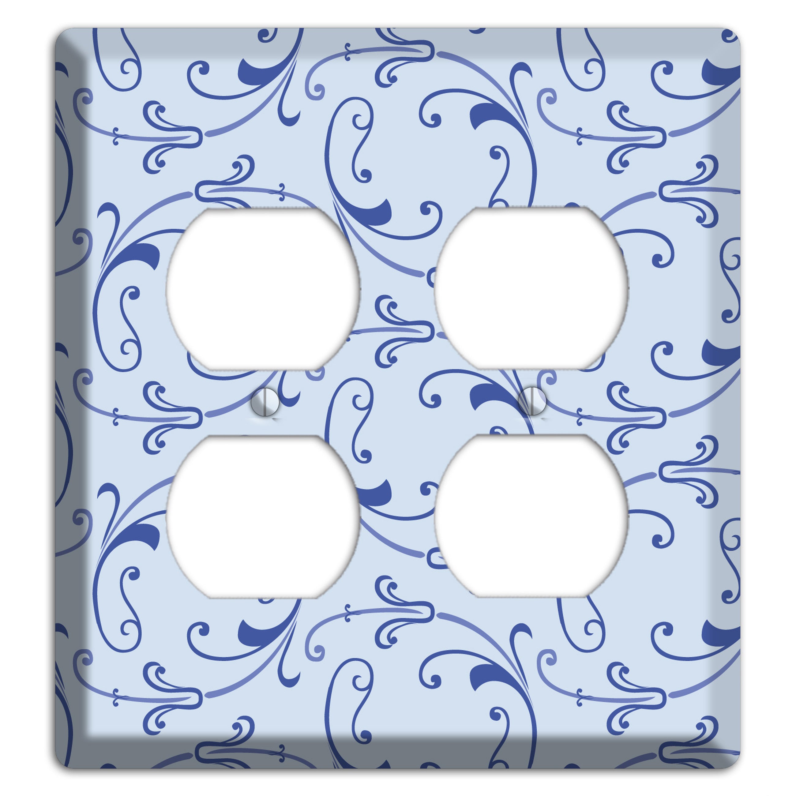 Light Blue Victorian Sprig 2 Duplex Wallplate