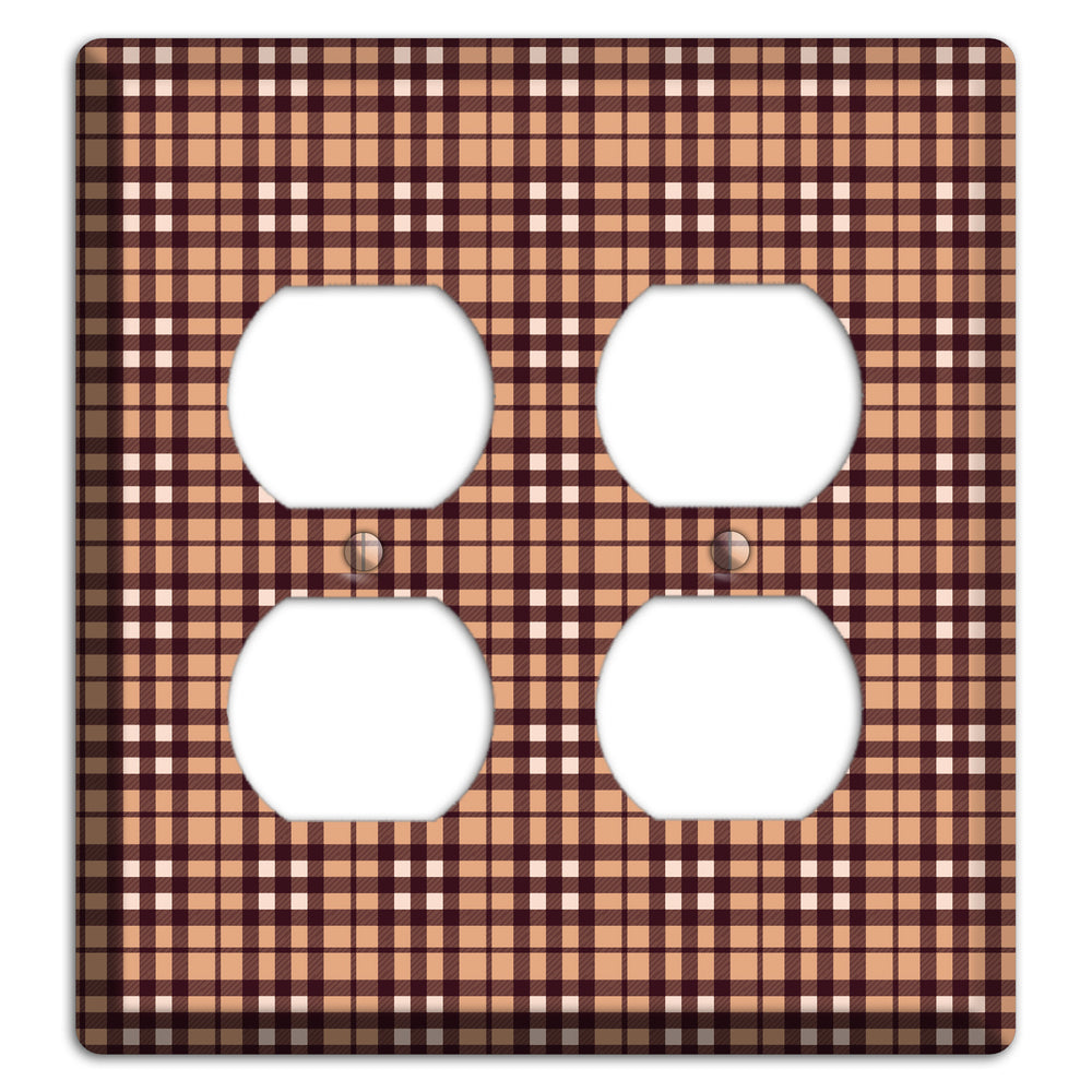 Multi Brown Plaid 2 Duplex Wallplate