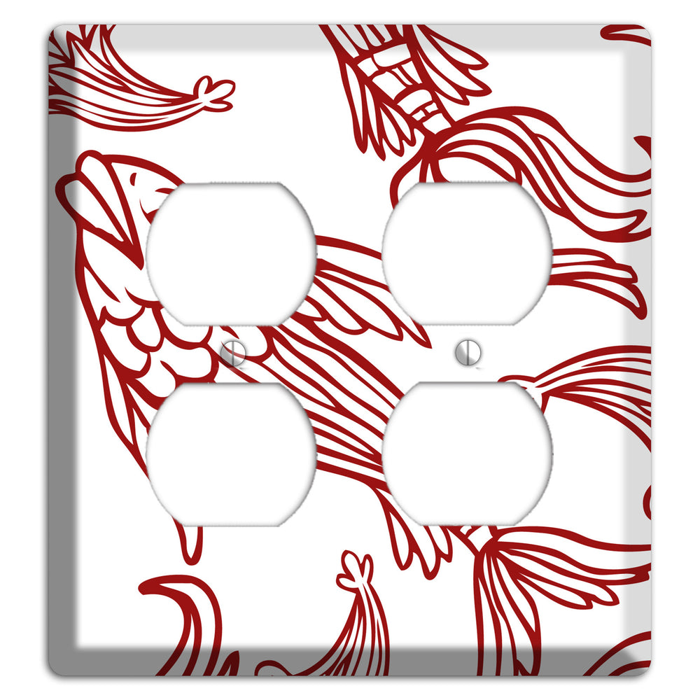 Red and White Koi 2 Duplex Wallplate