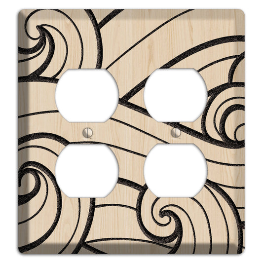 Abstract Curl Wood Lasered 2 Duplex Wallplate