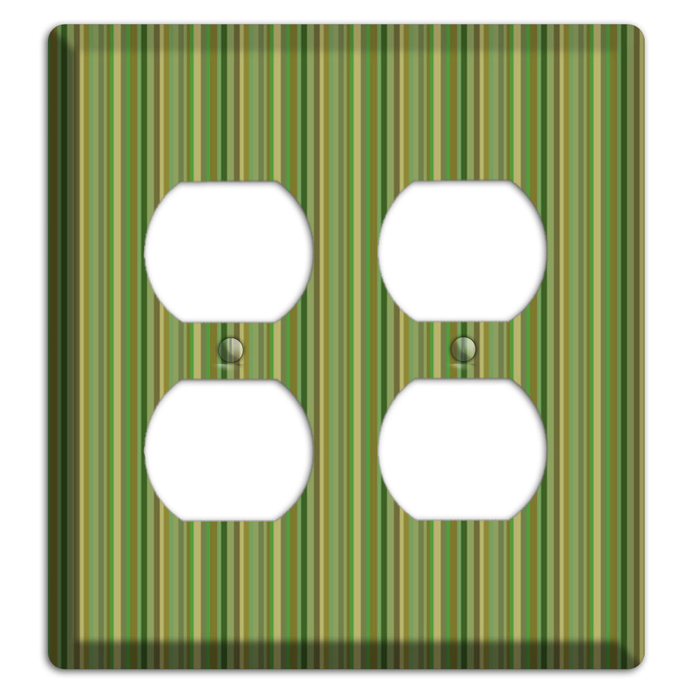 Multi Green Vertical Stripes 2 Duplex Wallplate