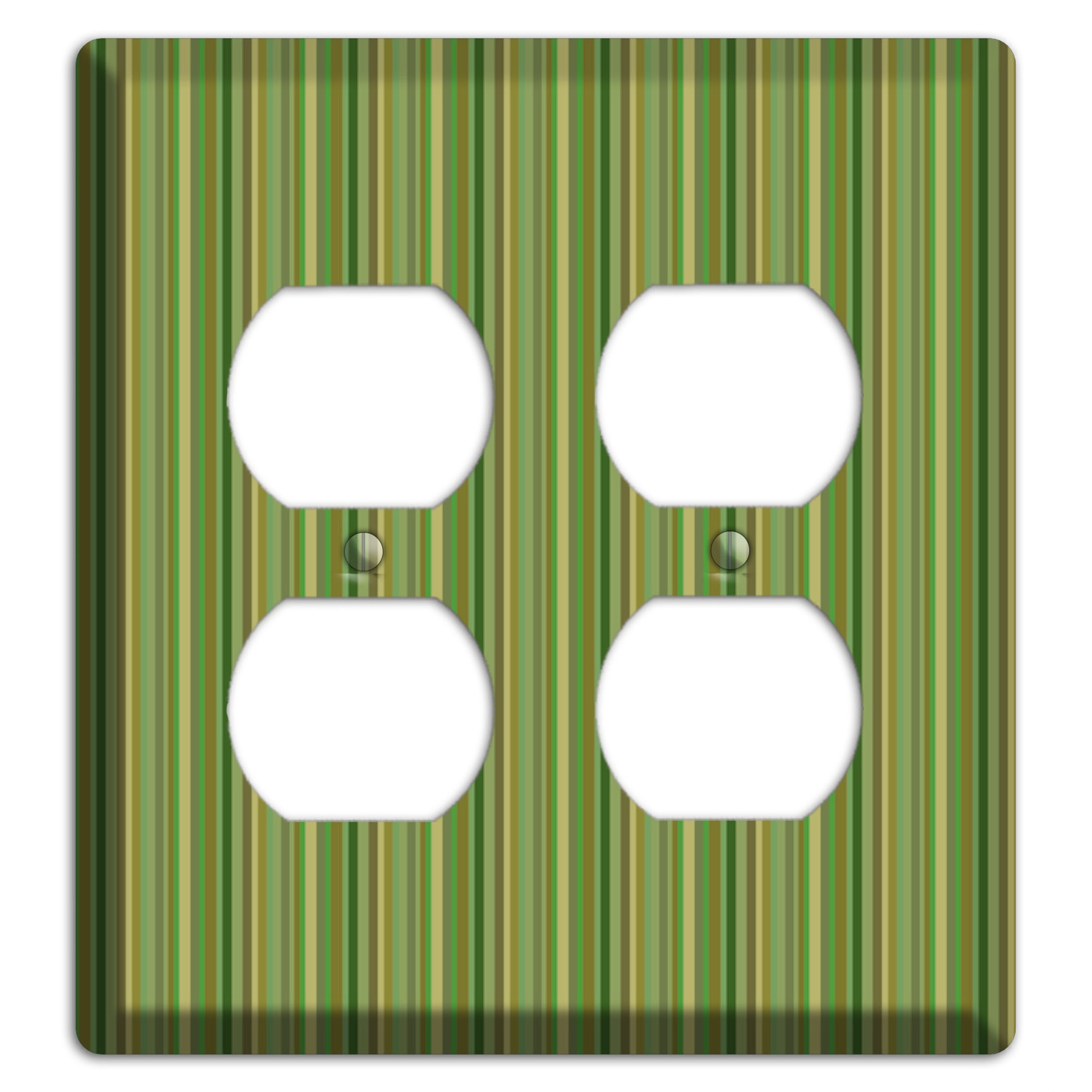 Multi Green Vertical Stripes 2 Duplex Wallplate