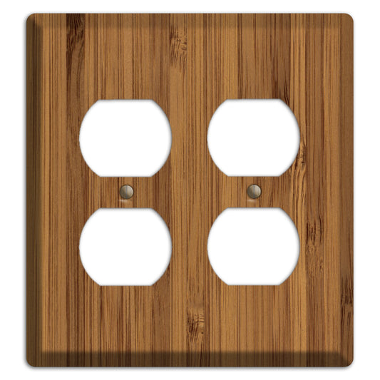 Caramel Bamboo Wood 2 Duplex Outlet Cover Plate