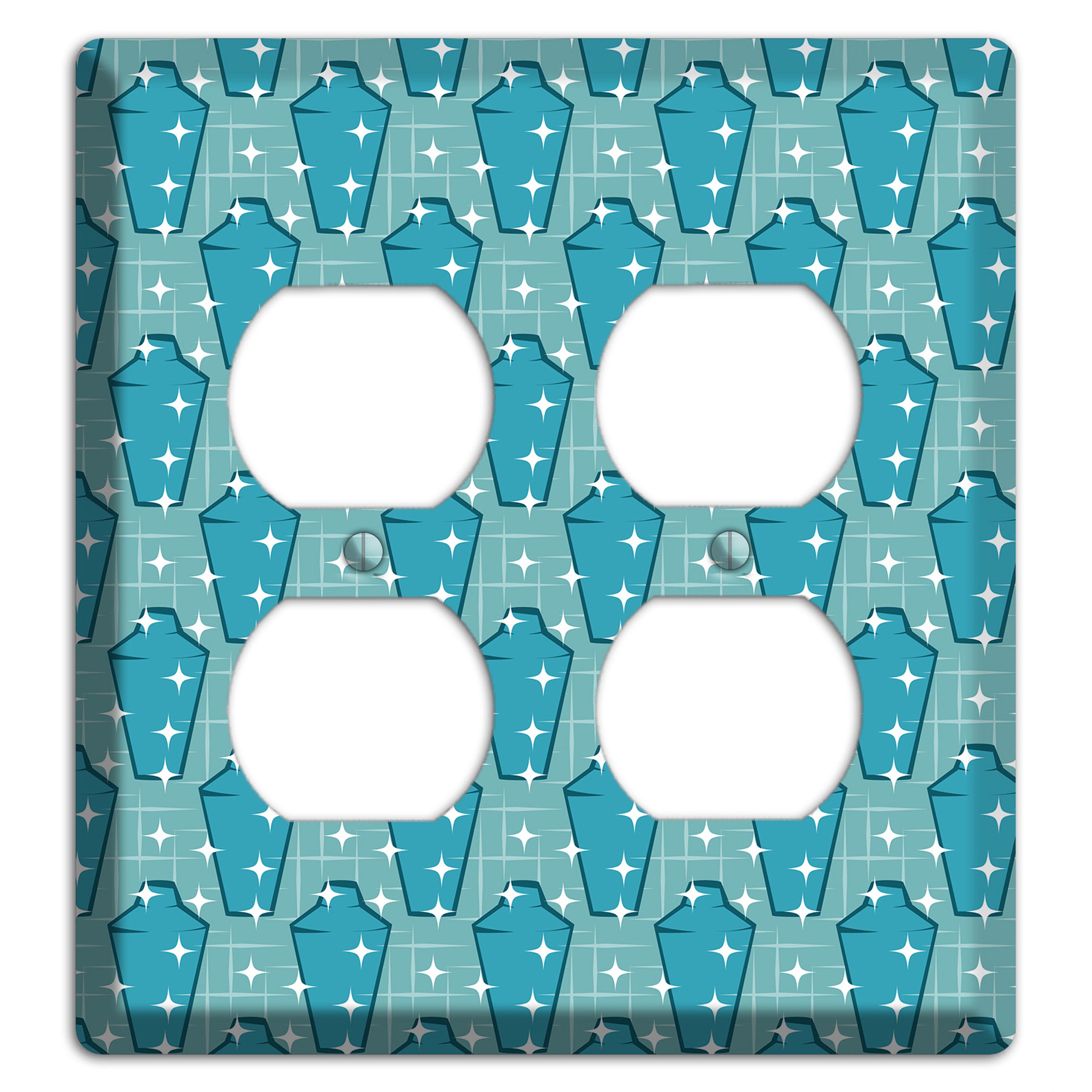 Retro Cocktail Shakers 2 Duplex Wallplate