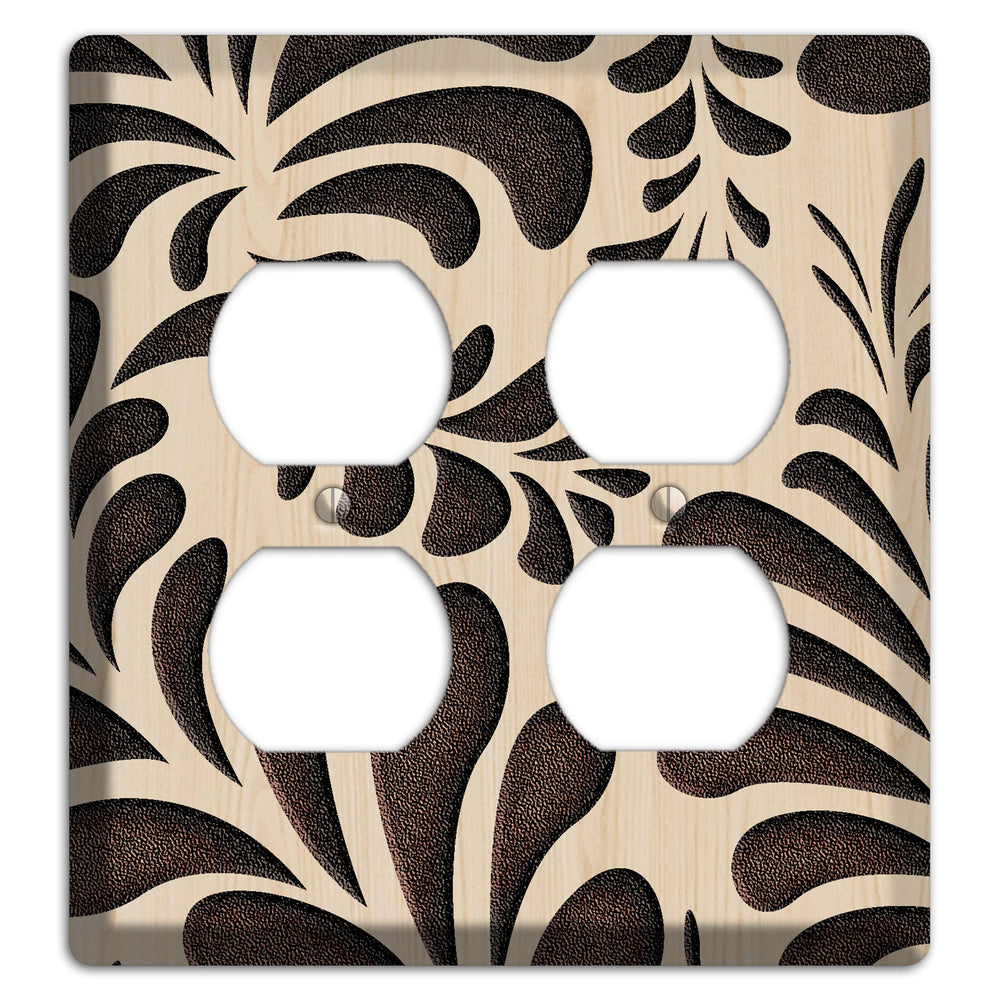 Herati Wood Lasered 2 Duplex Wallplate