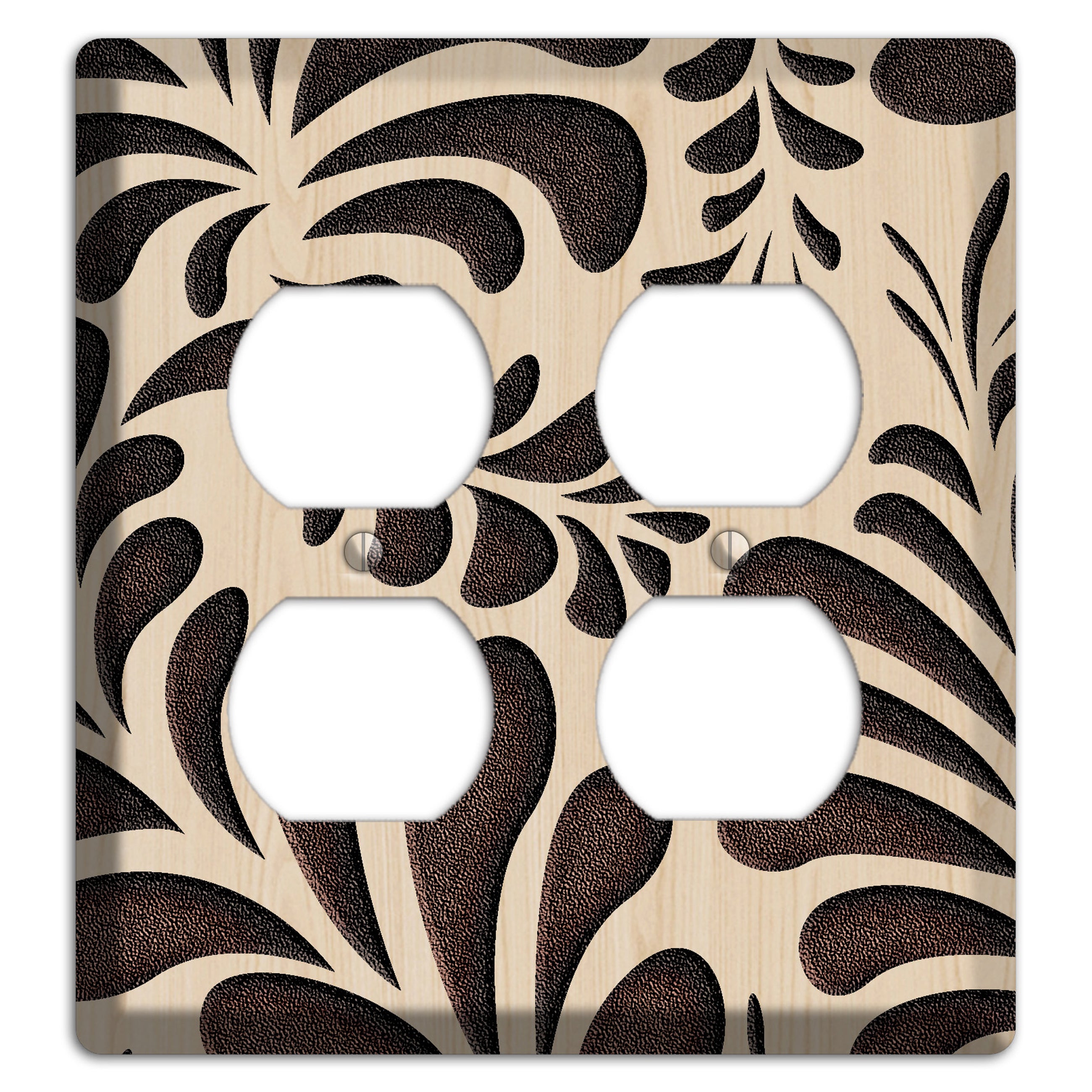 Herati Wood Lasered 2 Duplex Wallplate