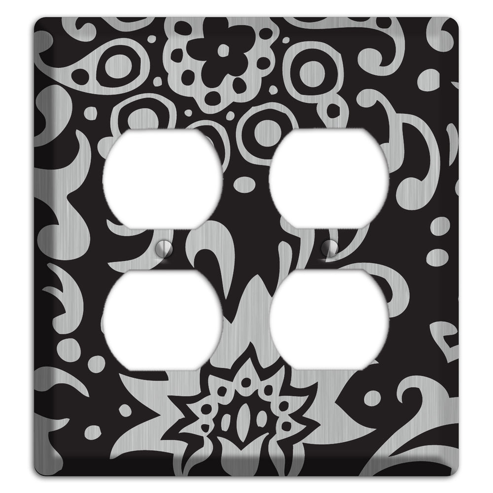 Black Boteh Stainless Steel 2 Duplex Wallplate
