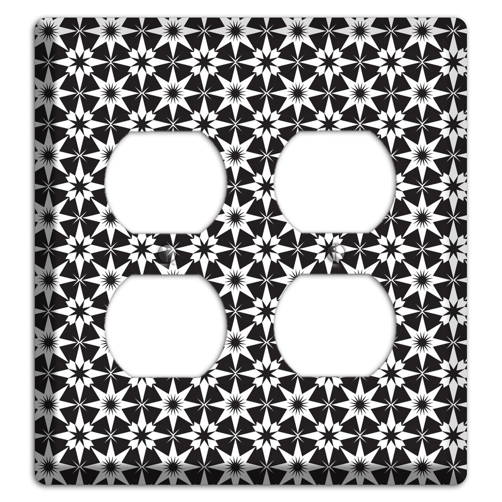 Black with White Foulard 2 Duplex Wallplate