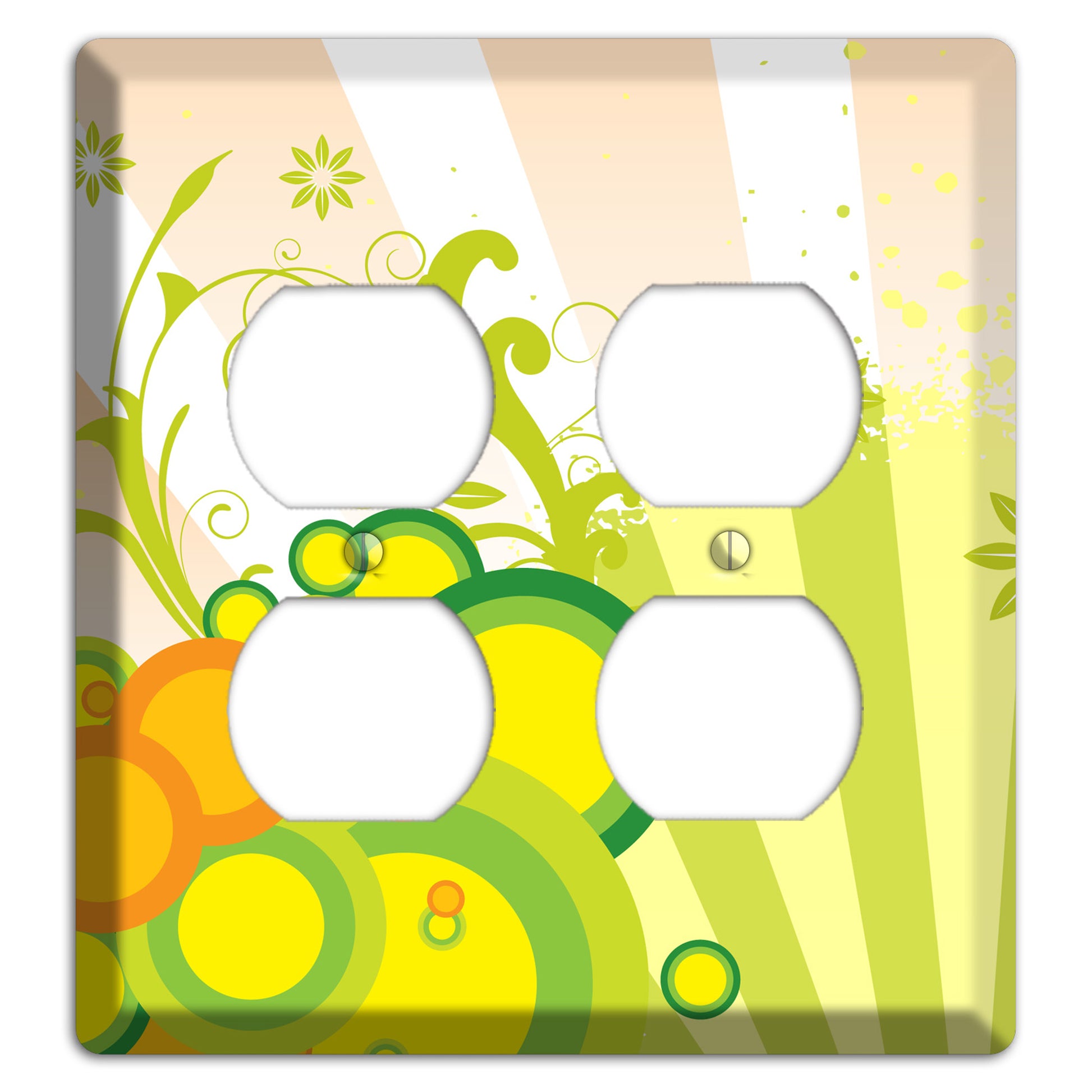 Green Yellow Orange Retro Sprig 2 Duplex Wallplate
