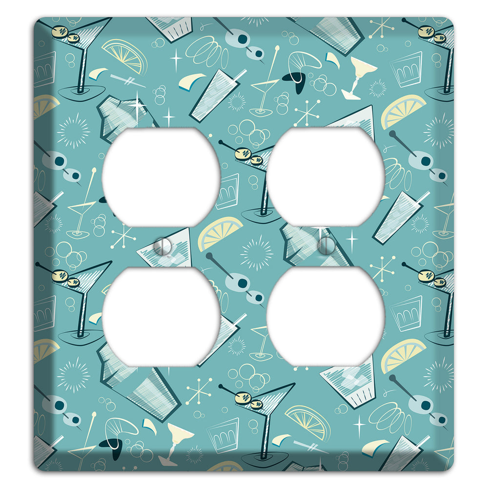 Retro Cocktails Teal 2 Duplex Wallplate
