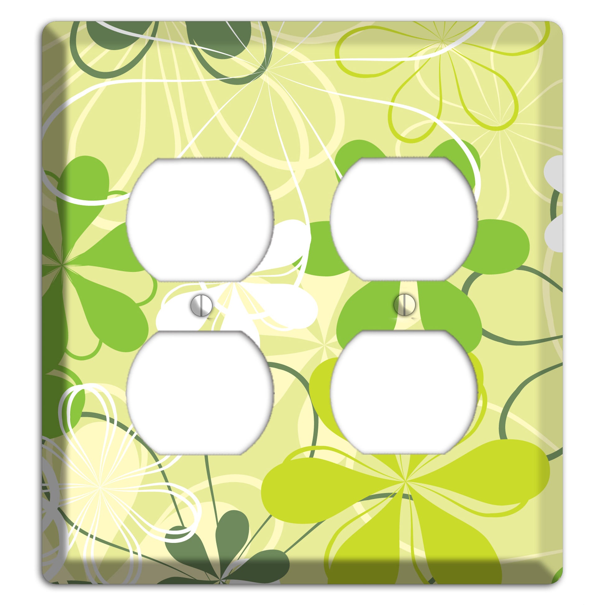 Green Retro Flowers 2 Duplex Wallplate