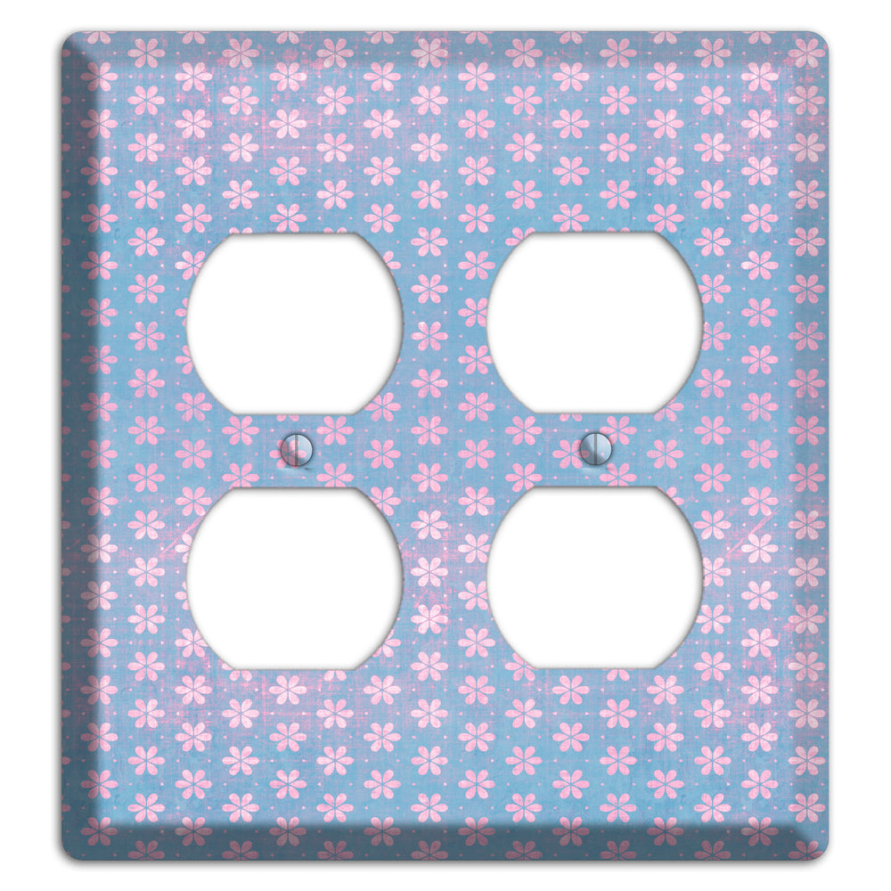 Periwinkle Grunge Floral Contour 2 Duplex Wallplate