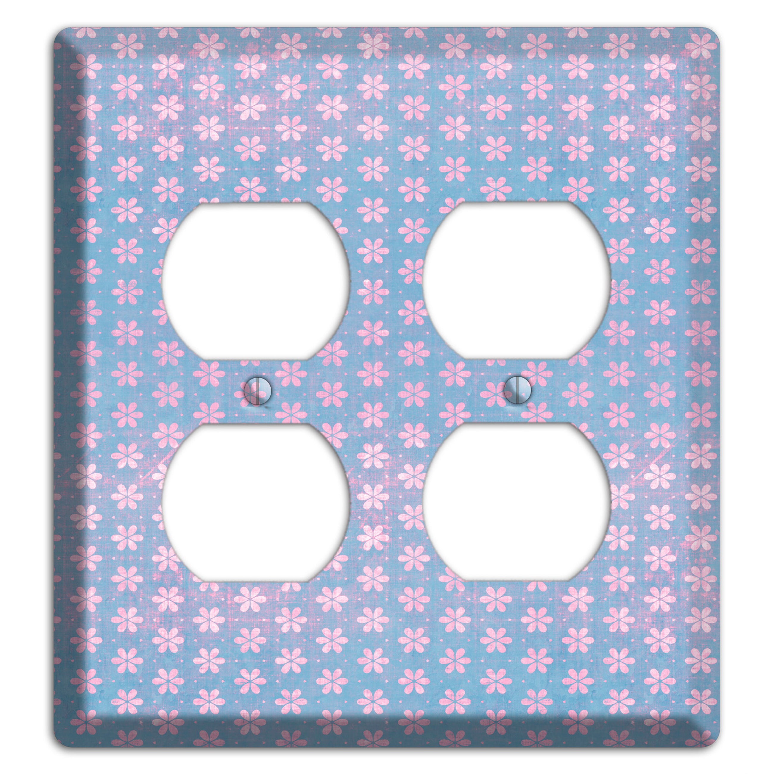 Periwinkle Grunge Floral Contour 2 Duplex Wallplate