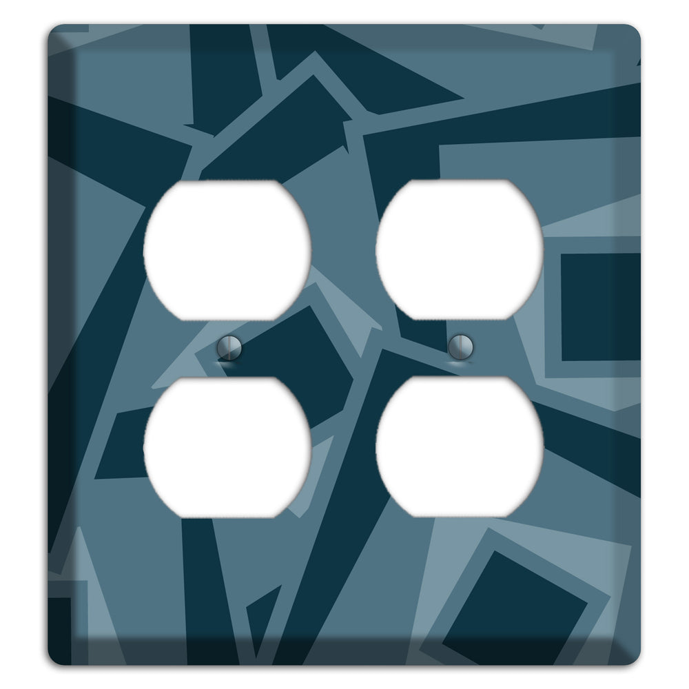 Blue-grey Retro Cubist 2 Duplex Wallplate
