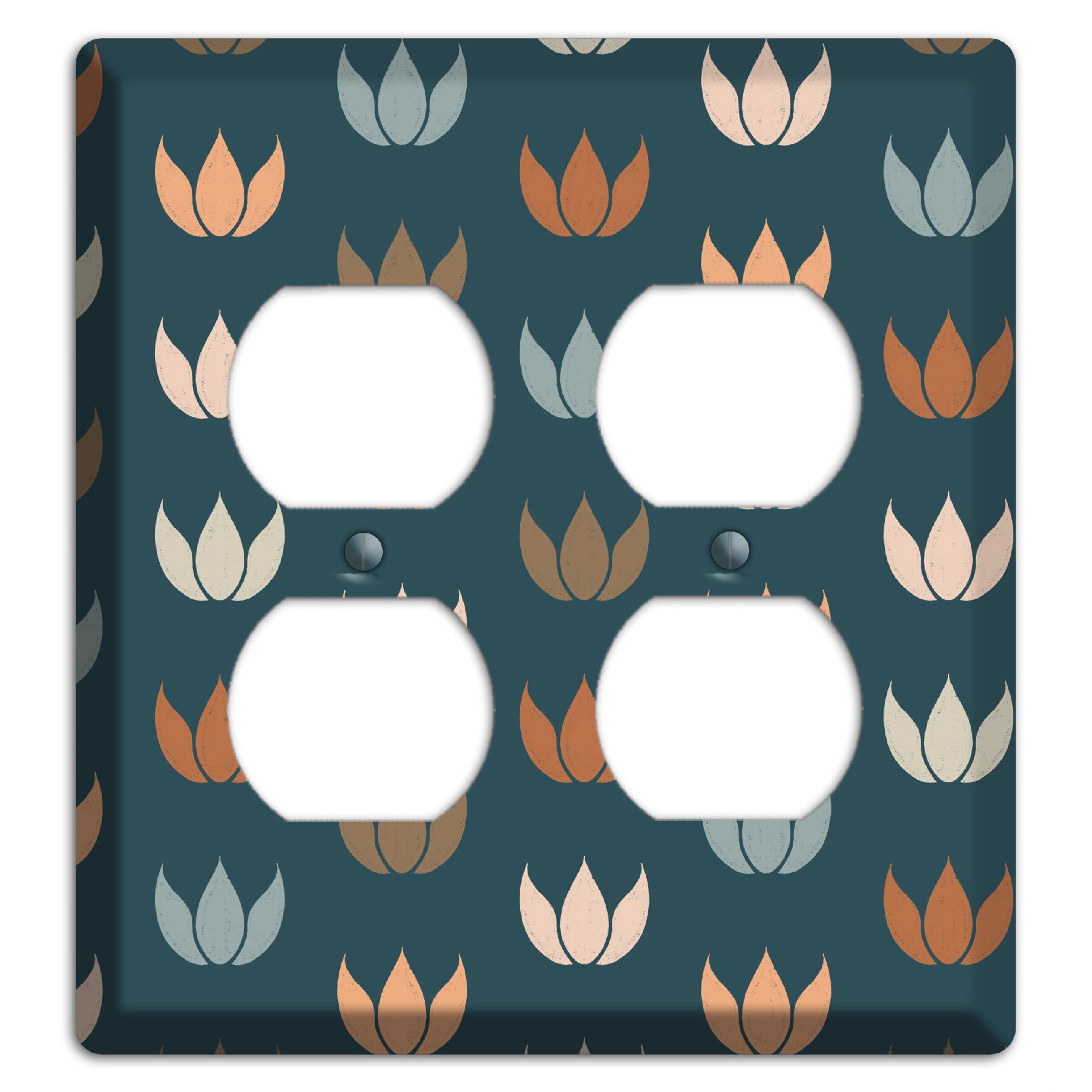 Teal Lotus Print 2 Duplex Wallplate