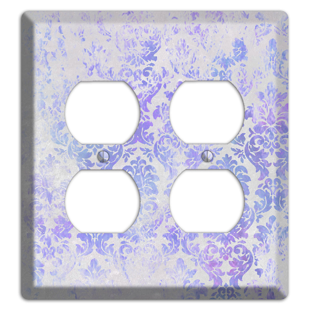 Periwinkle Gray Whimsical Damask 2 Duplex Wallplate