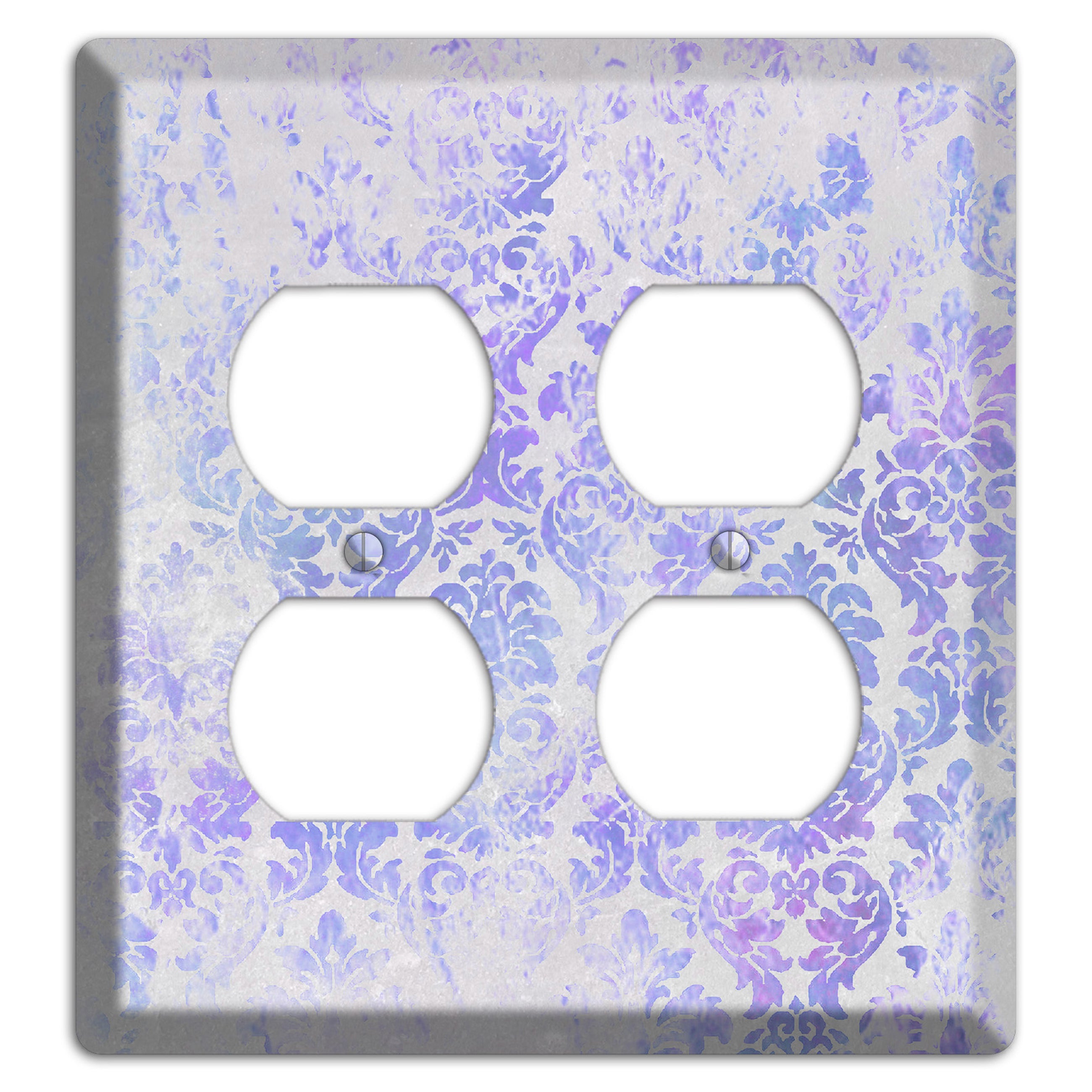 Periwinkle Gray Whimsical Damask 2 Duplex Wallplate