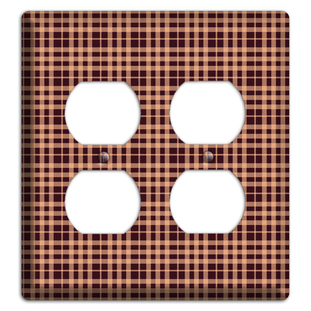 Beige and Black Plaid 2 Duplex Wallplate
