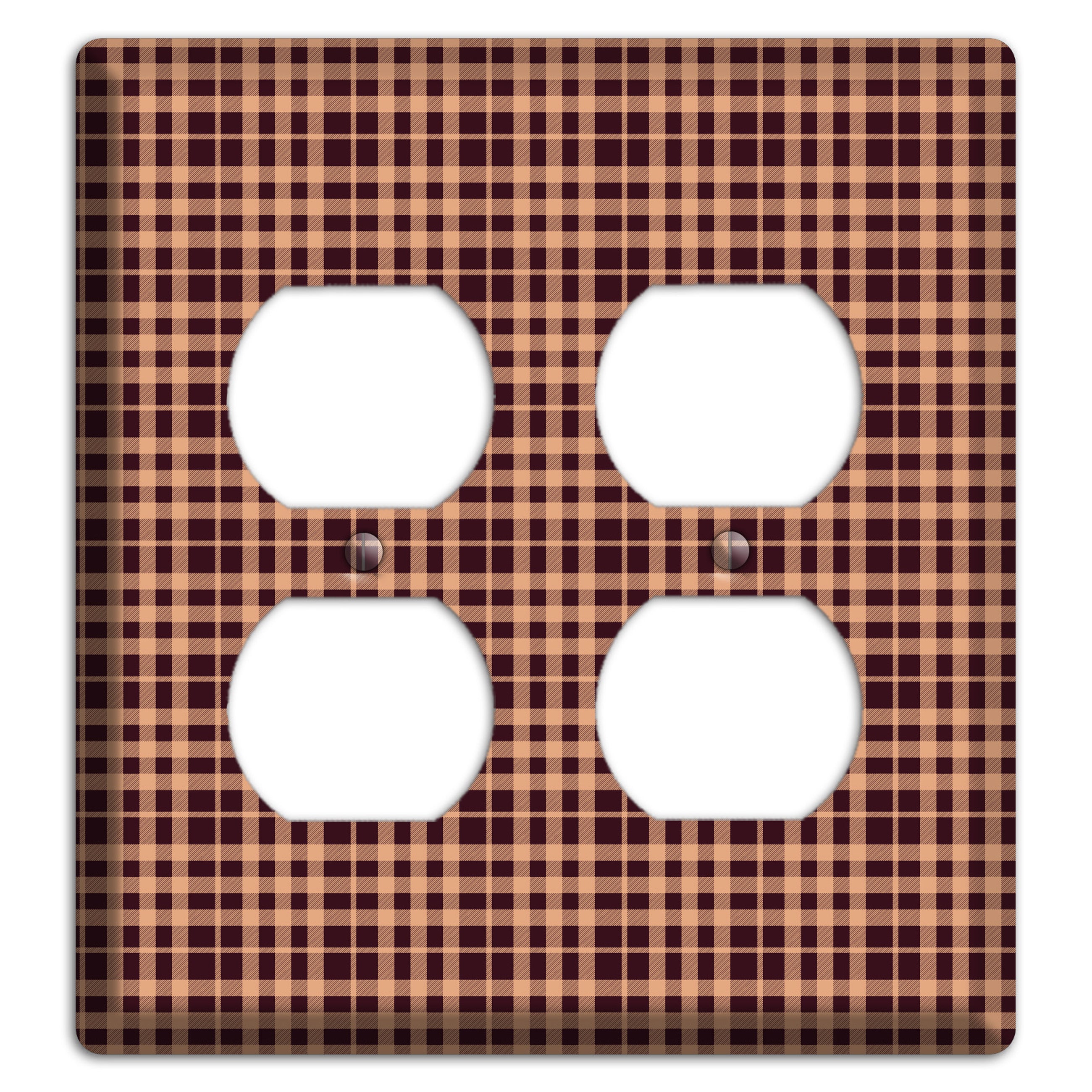 Beige and Black Plaid 2 Duplex Wallplate