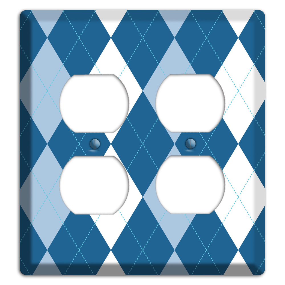 Blue Argyle 2 Duplex Wallplate