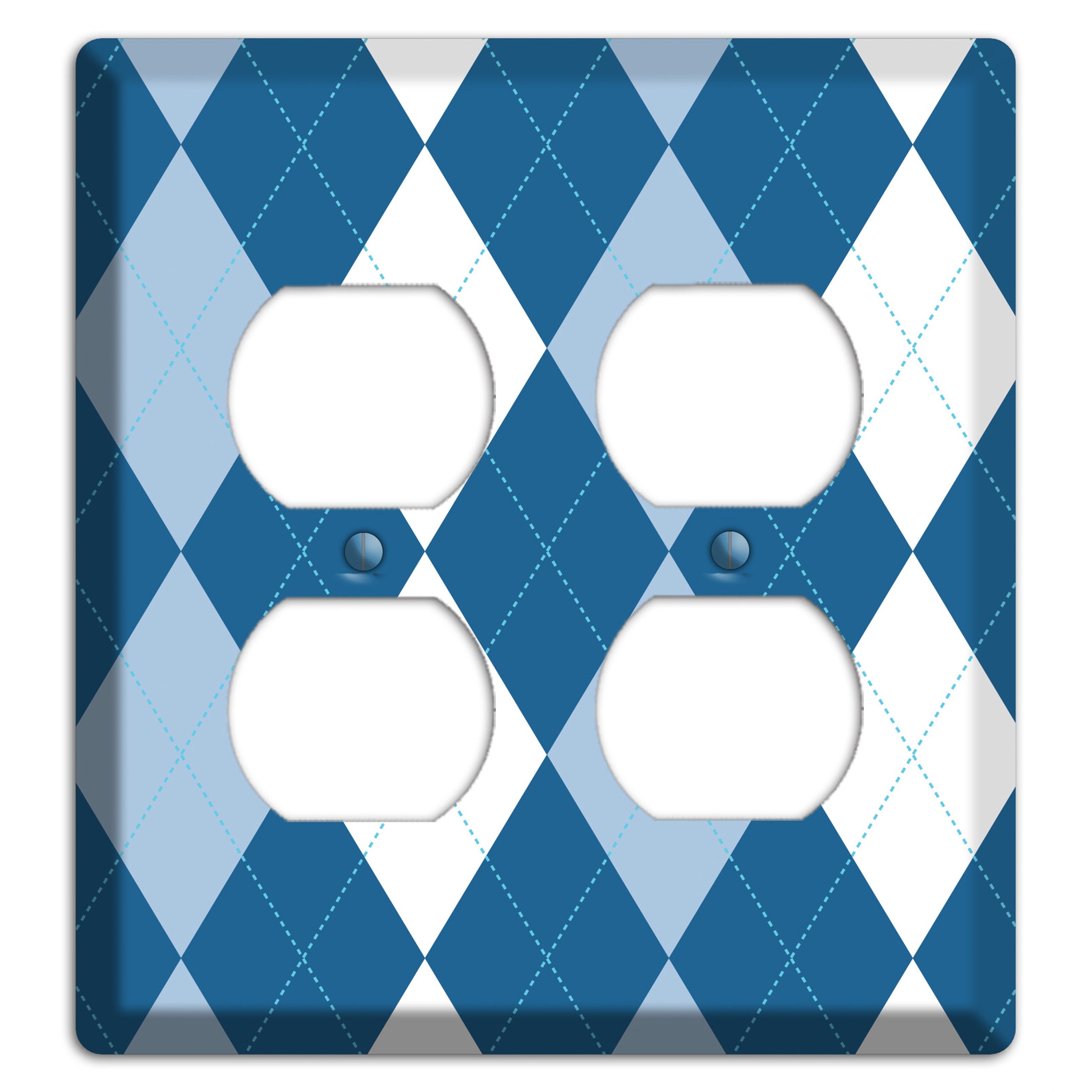 Blue Argyle 2 Duplex Wallplate