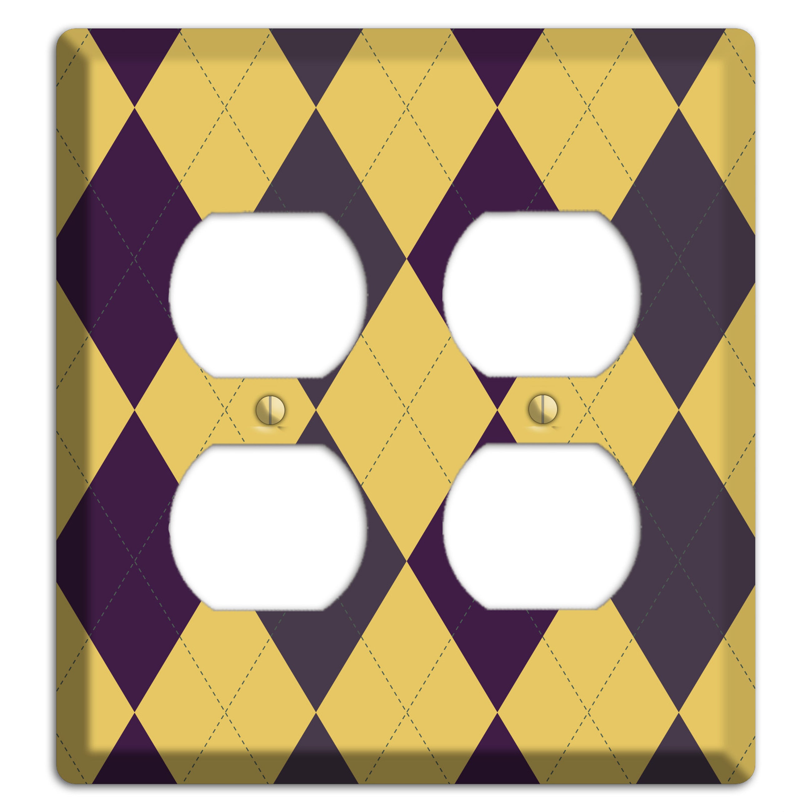 Yellow Plum Brown Argyle 2 Duplex Wallplate