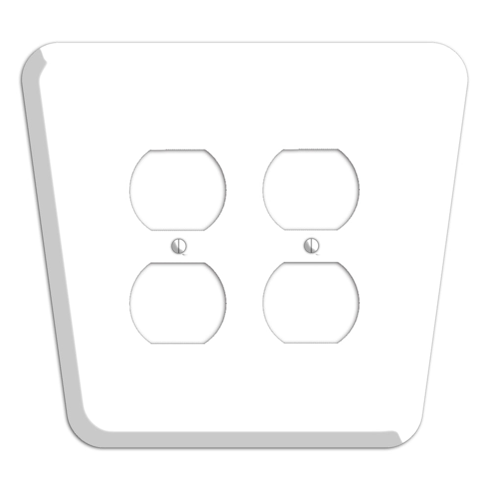 White Mid-Century 2 Duplex Wallplate